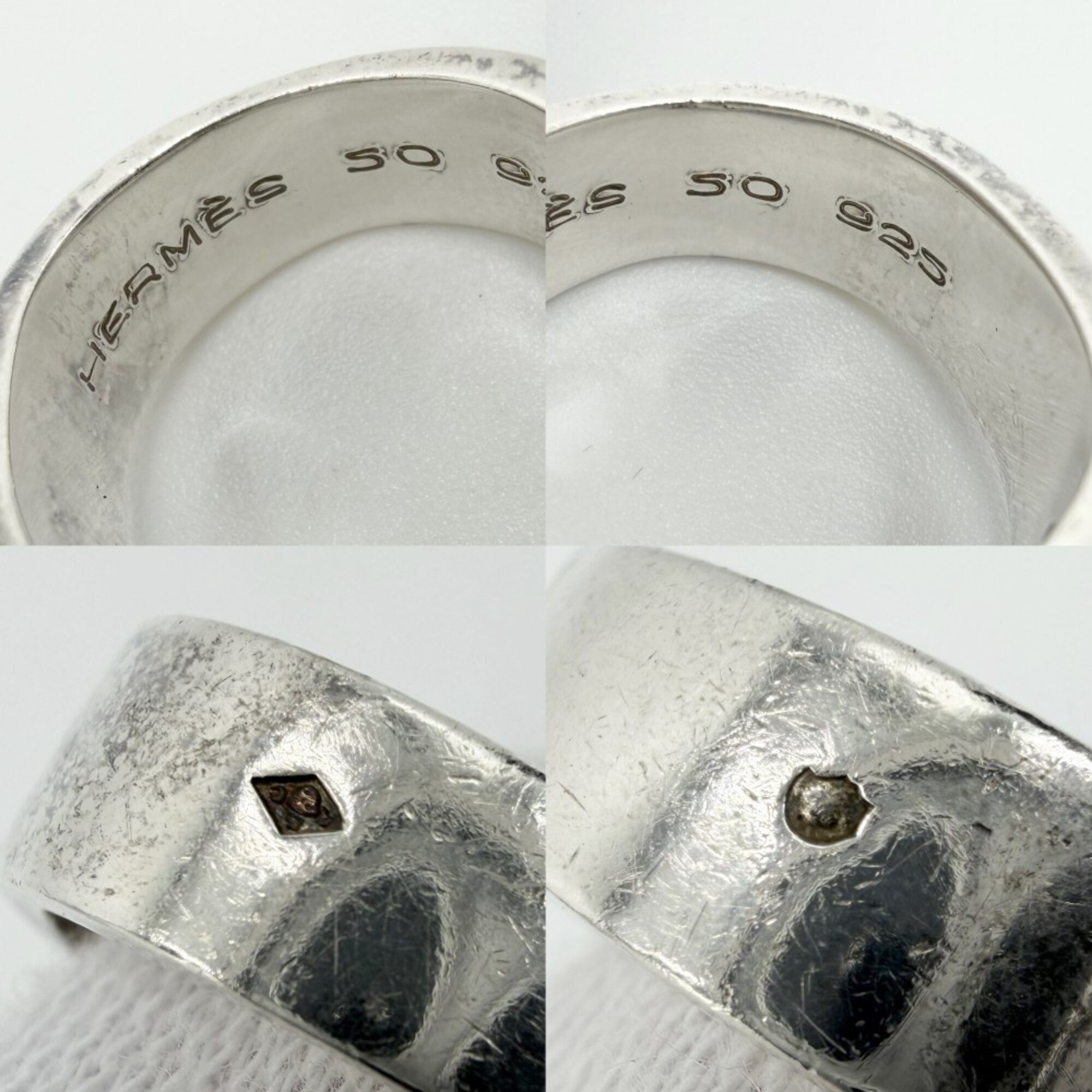 Hermes Silver 925 Band Ring (Pre-Owned)