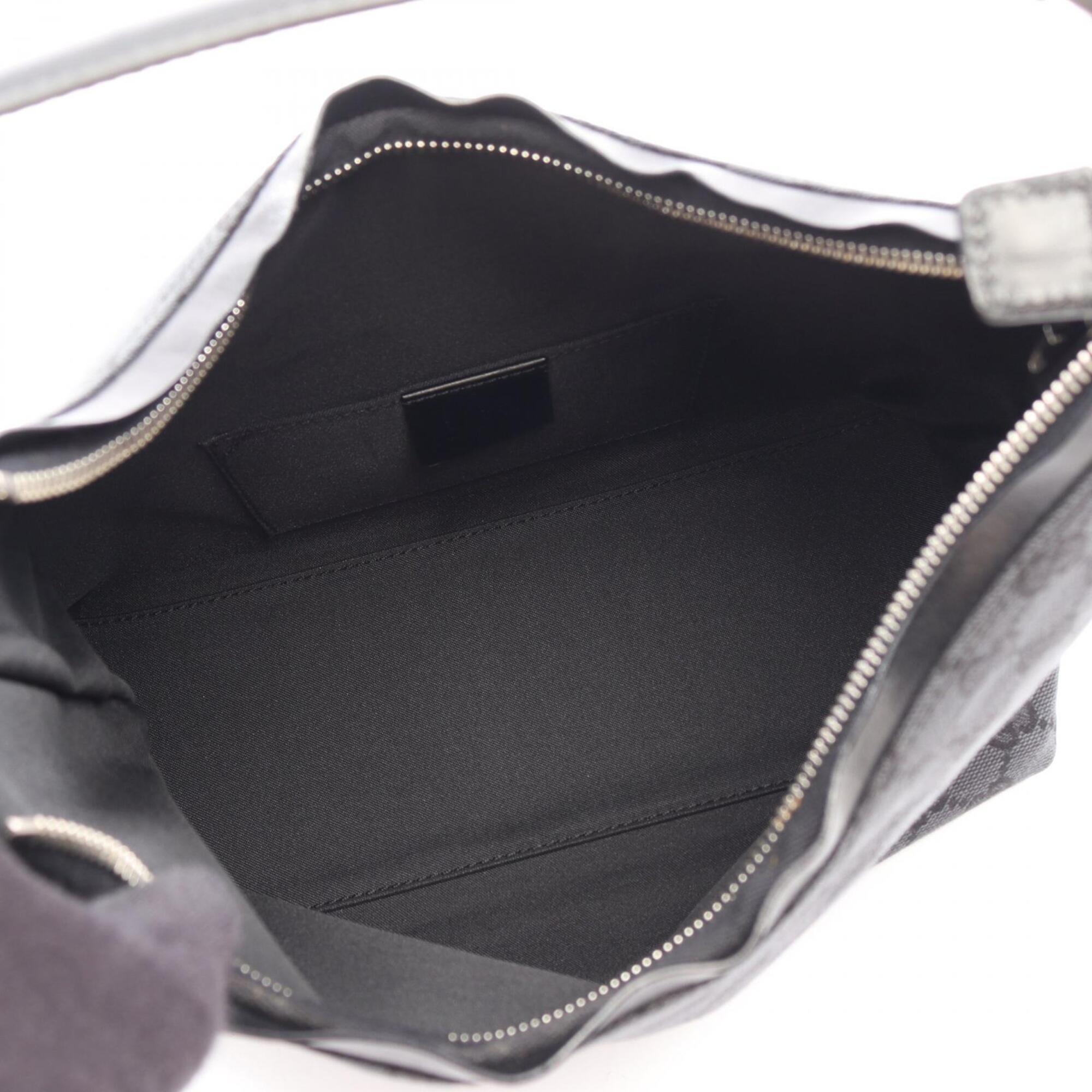 Gucci Gg Canvas Black Gg Canvas Leather Handbag Shoulder Bag (Pre-Owned)