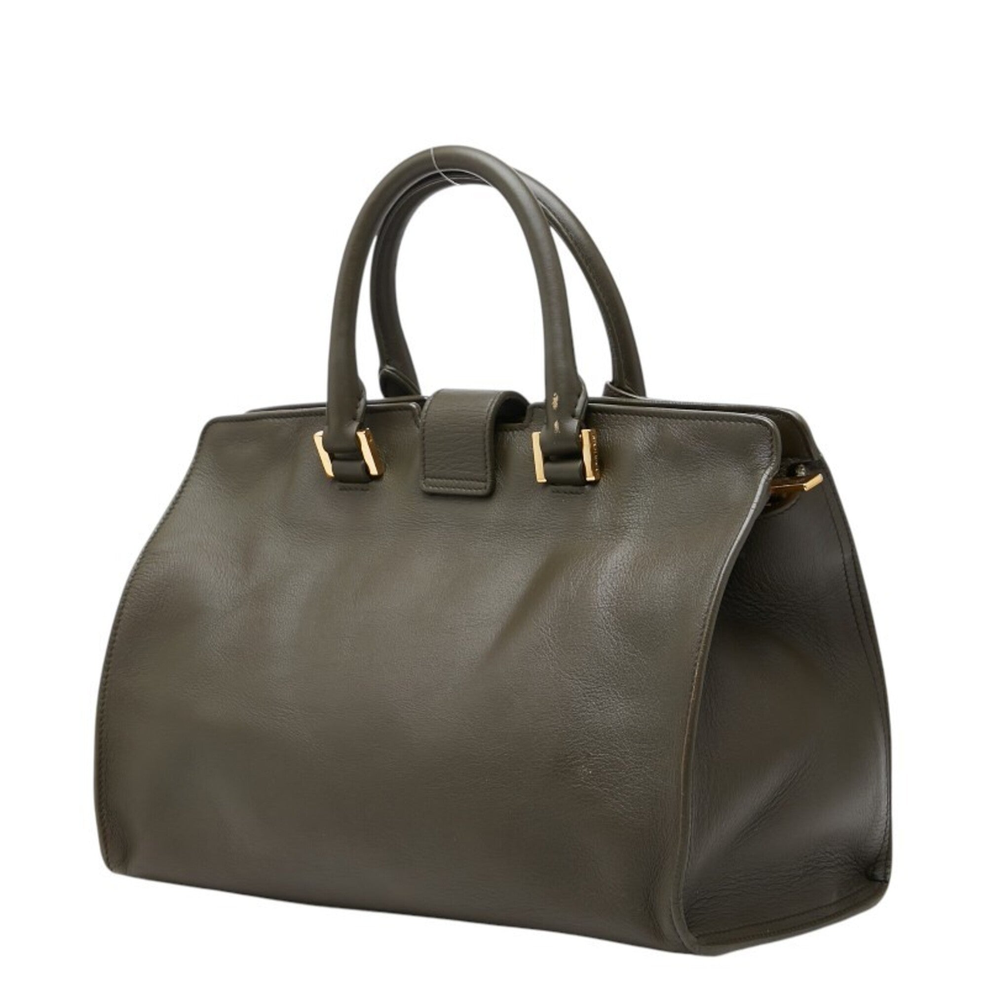 Saint Laurent Green Khaki Leather Handbag Shoulder Bag (Pre-Owned)