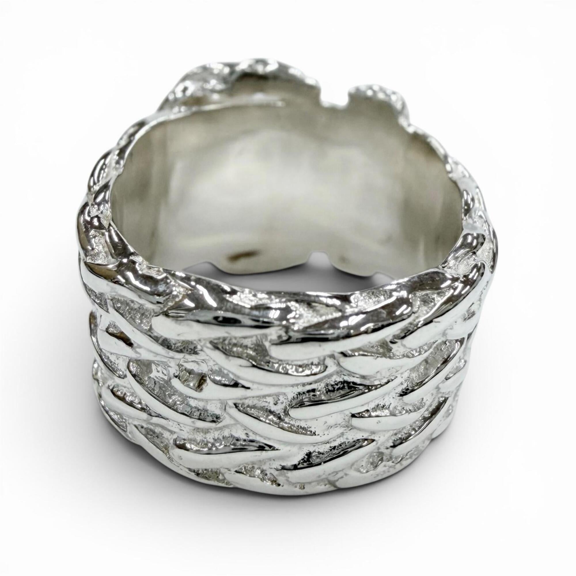 Hermes Silver Silver 925 Band Ring (Pre-Owned)