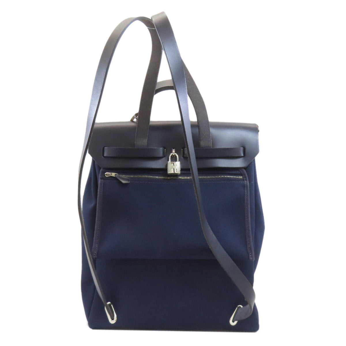 Hermes Navy Toile Officier Handbag (Pre-Owned)