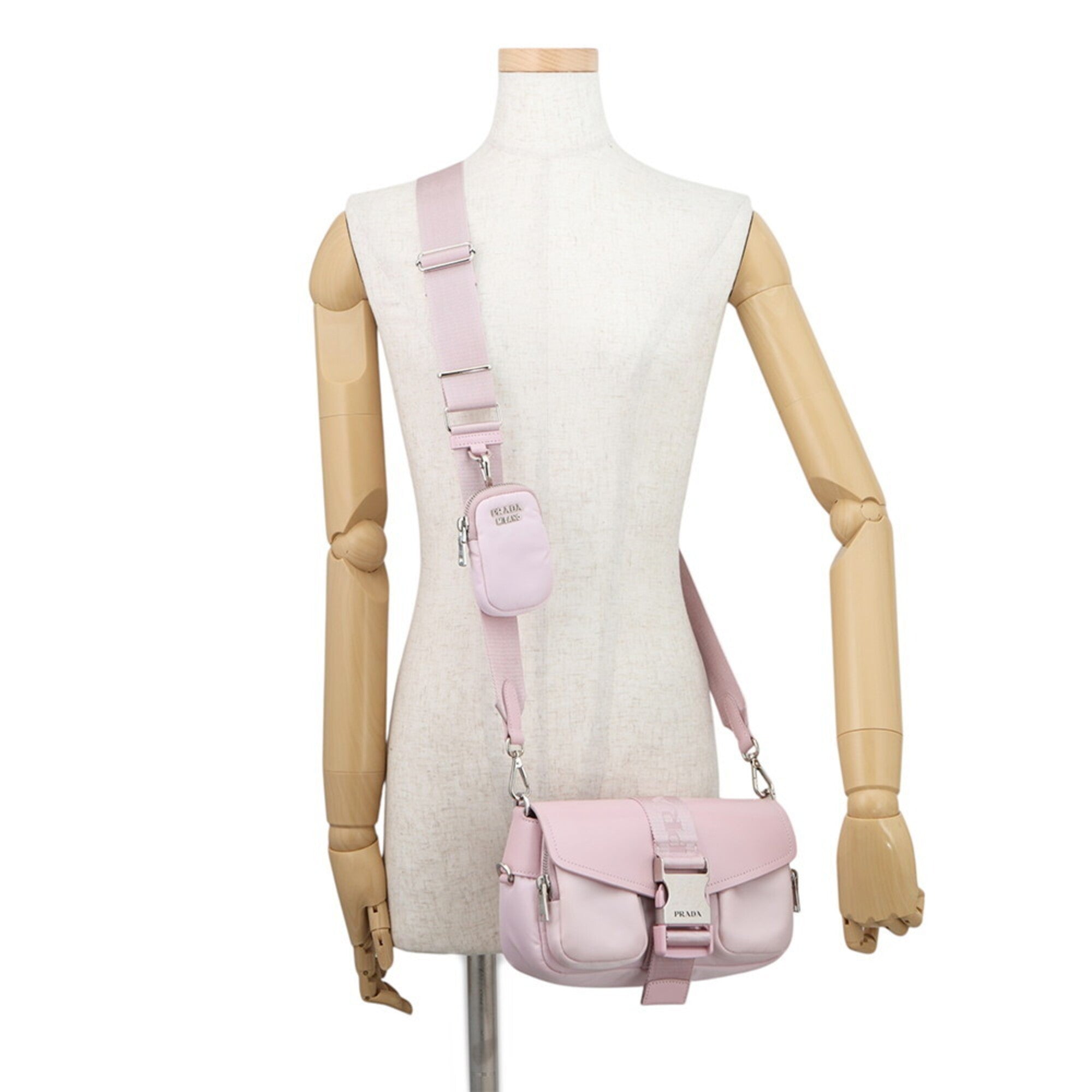Prada Pink Nylon Handbag Pouch Shoulder Bag (Pre-Owned)