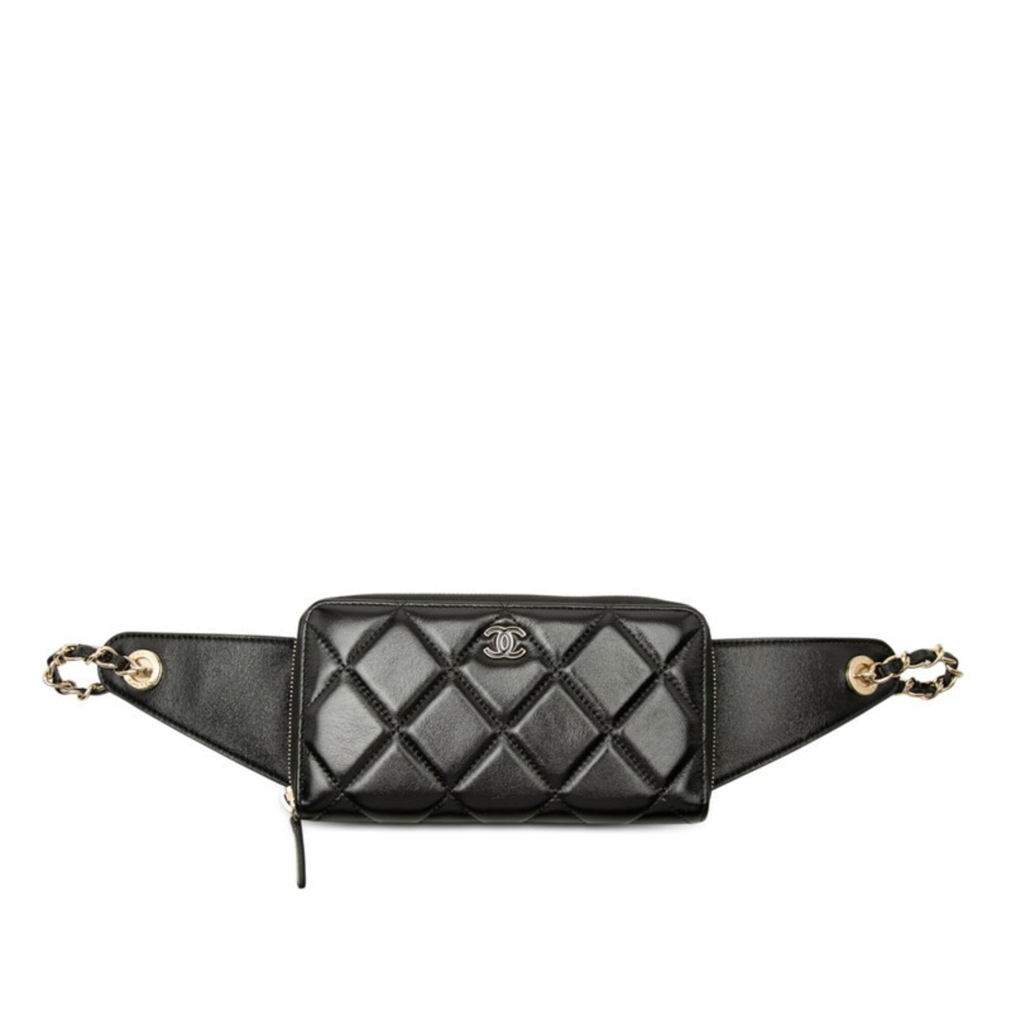 Chanel Black Leather Chain/Shoulder Wallet (Pre-Owned)