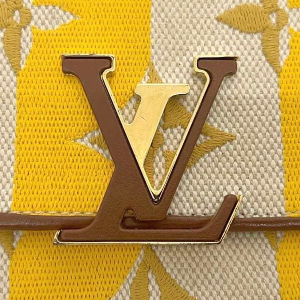 Louis Vuitton Beige Brown Yellow Canvas Leather Long Wallet (Bi-Fold) (Pre-Owned)