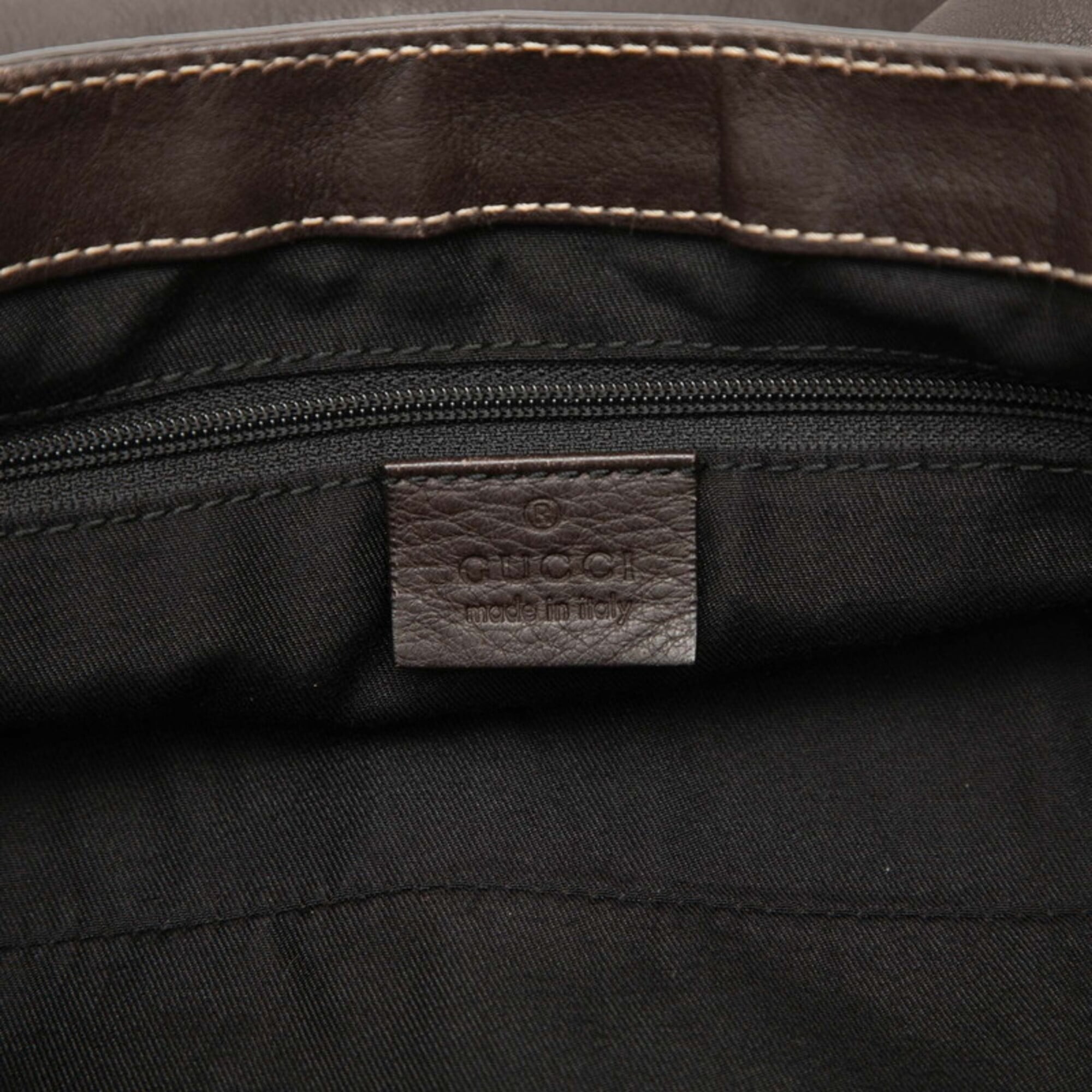 Gucci Brown Leather Shoulder Bag Tote Bag (Pre-Owned)
