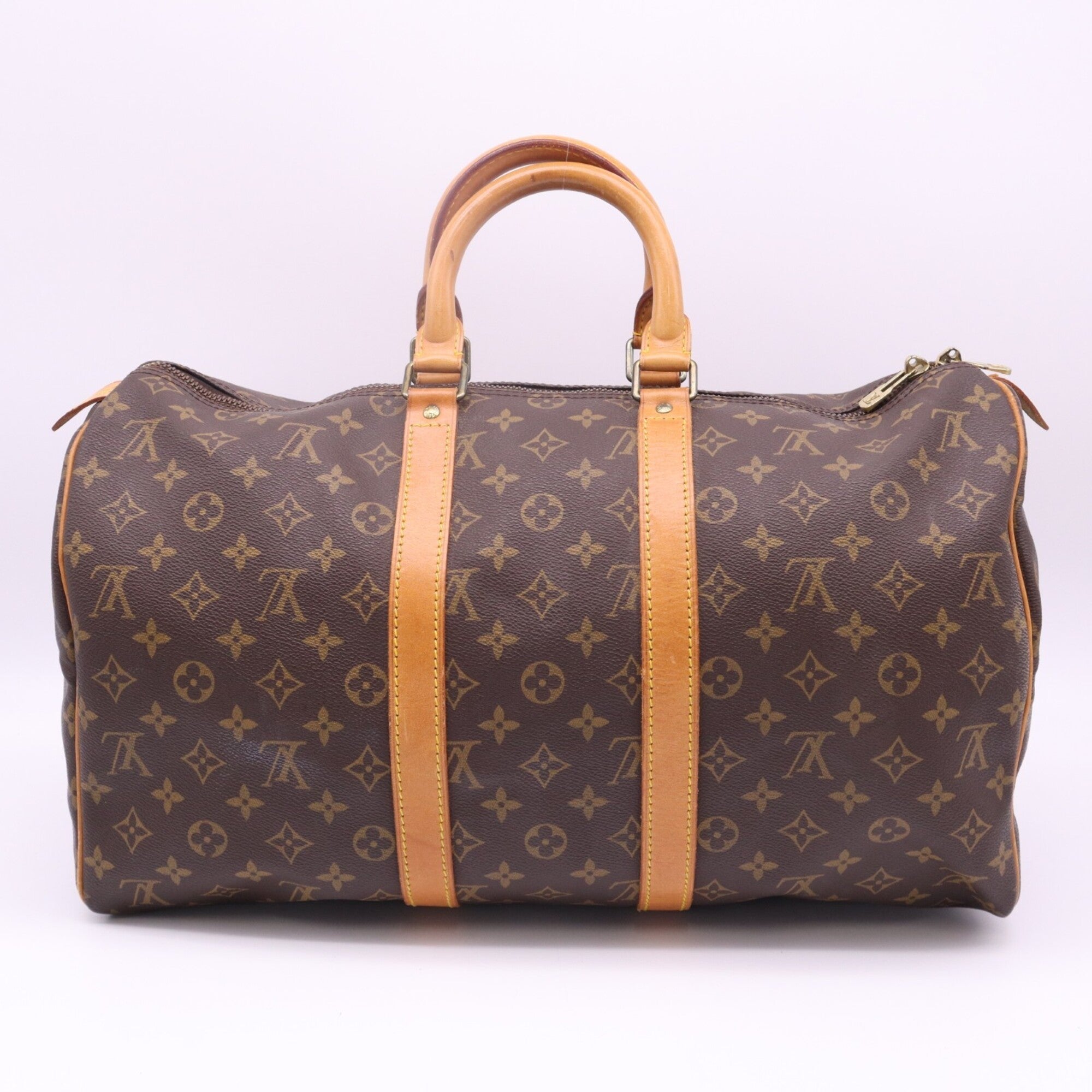 Louis Vuitton Monogram Brown Coated Canvas Leather Boston Bag (Pre-Owned)