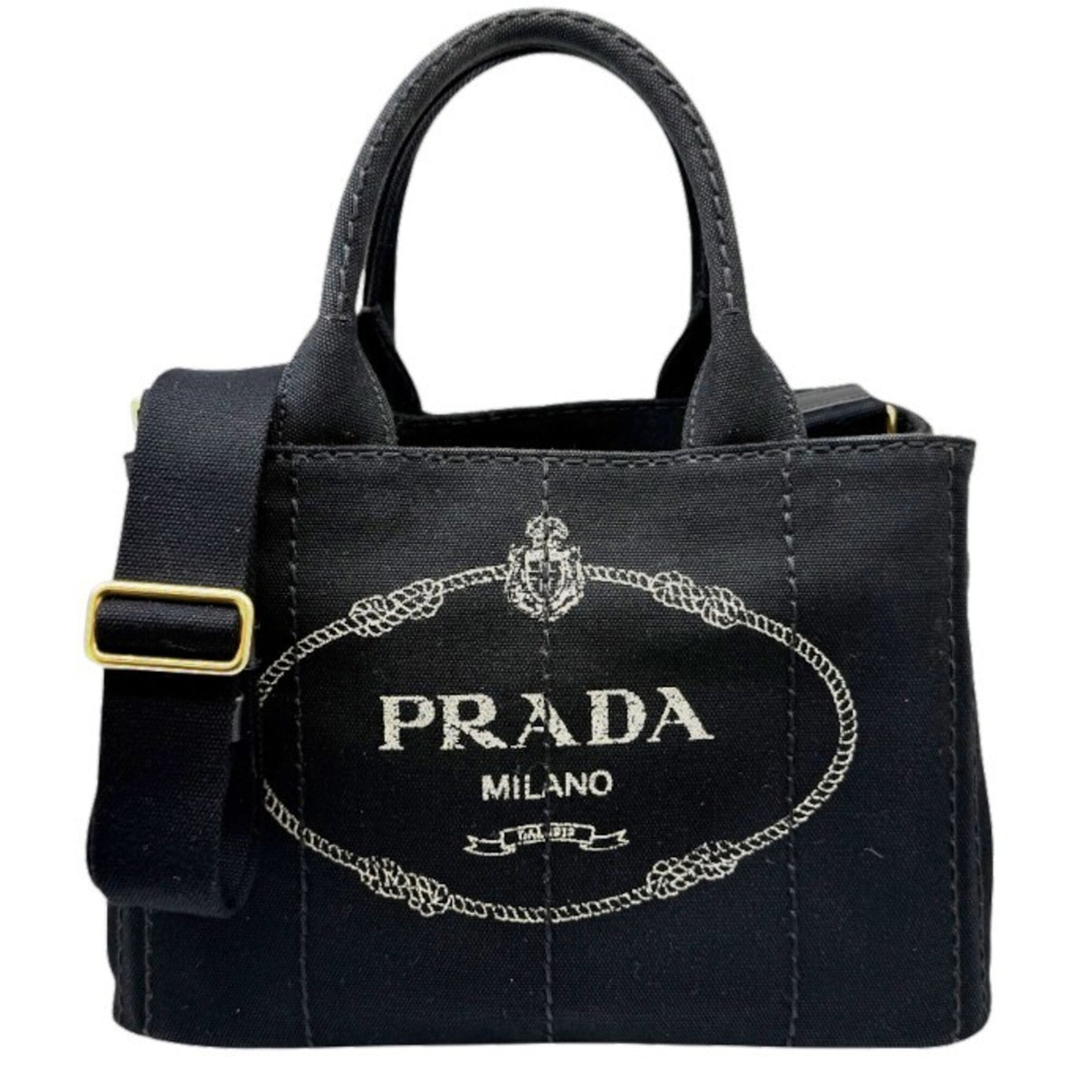 Prada Black Canvas Handbag Shoulder Bag (Pre-Owned)