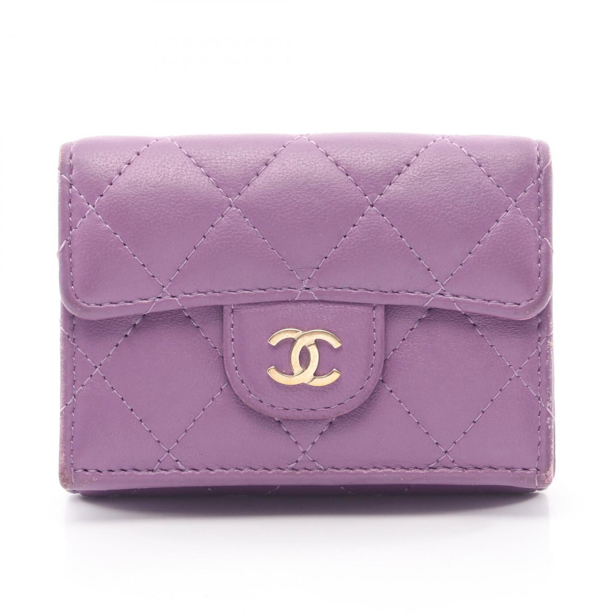 Chanel Purple Leather Wallet (Tri-Fold) (Pre-Owned)