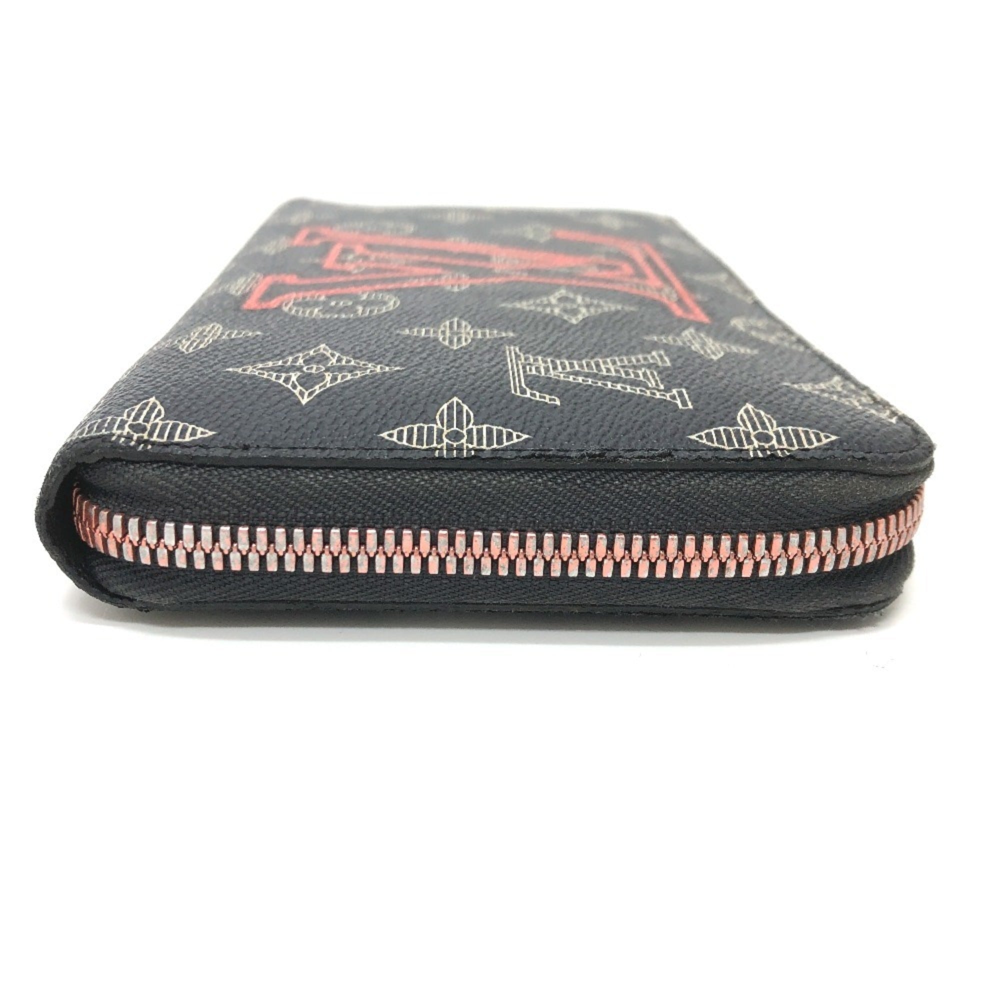 Louis Vuitton Black Navy Red Color Canvas Long Wallet (Bi-Fold) (Pre-Owned)
