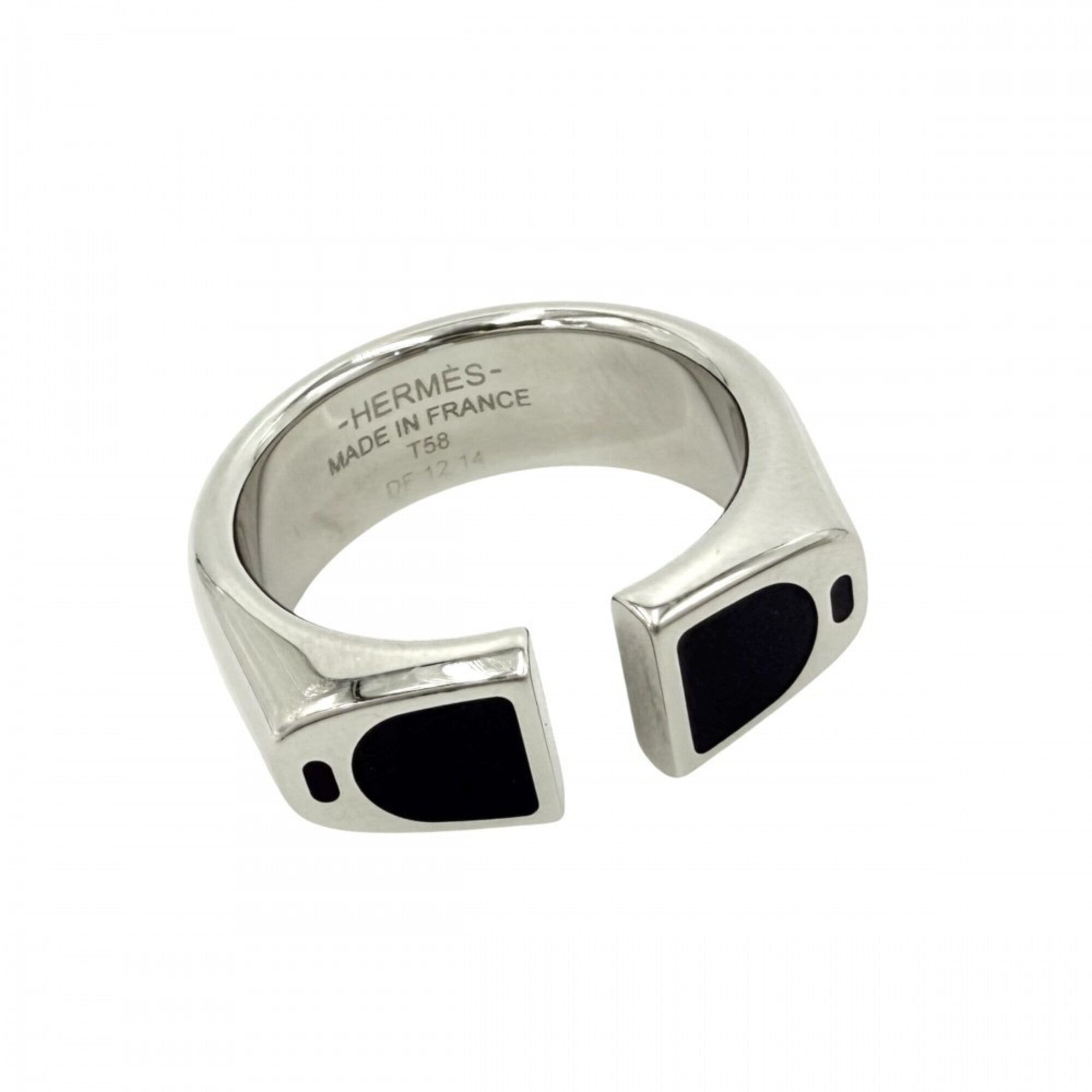 Hermes Silver Navy Stainless Steel Band Ring (Pre-Owned)