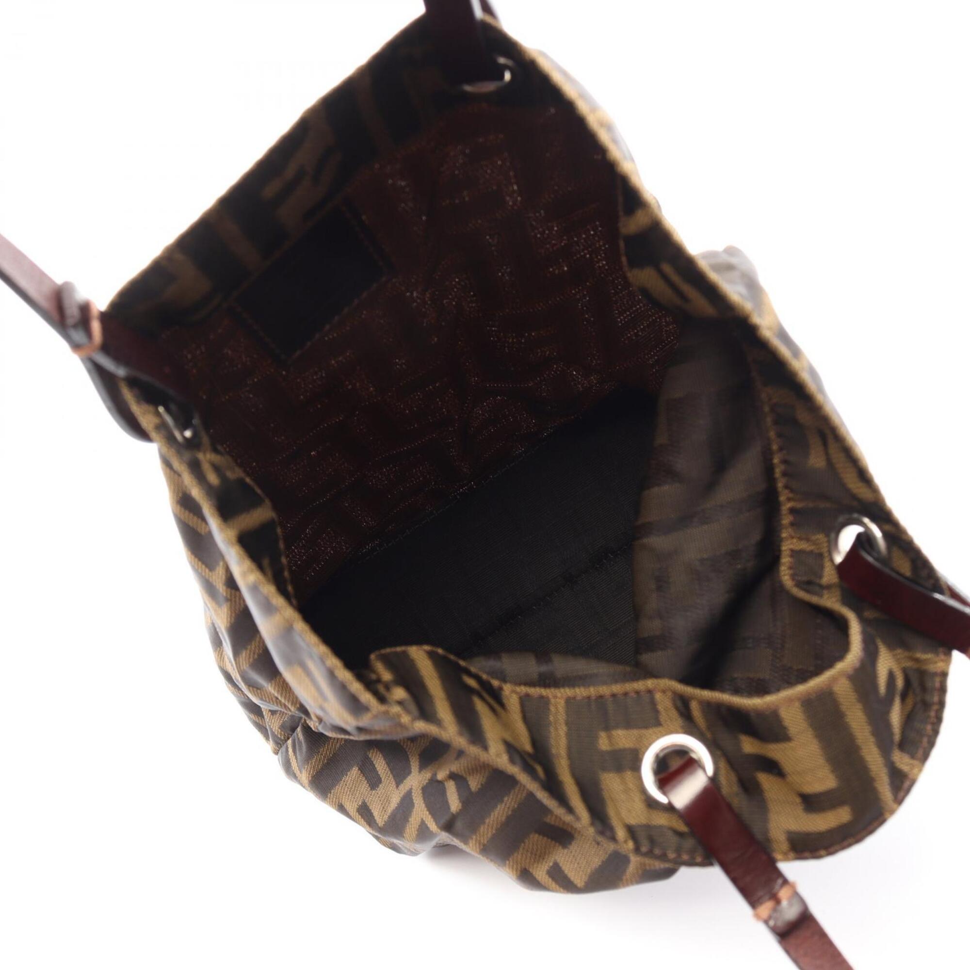 Fendi Brown Canvas Leather Handbag Tote Bag (Pre-Owned)
