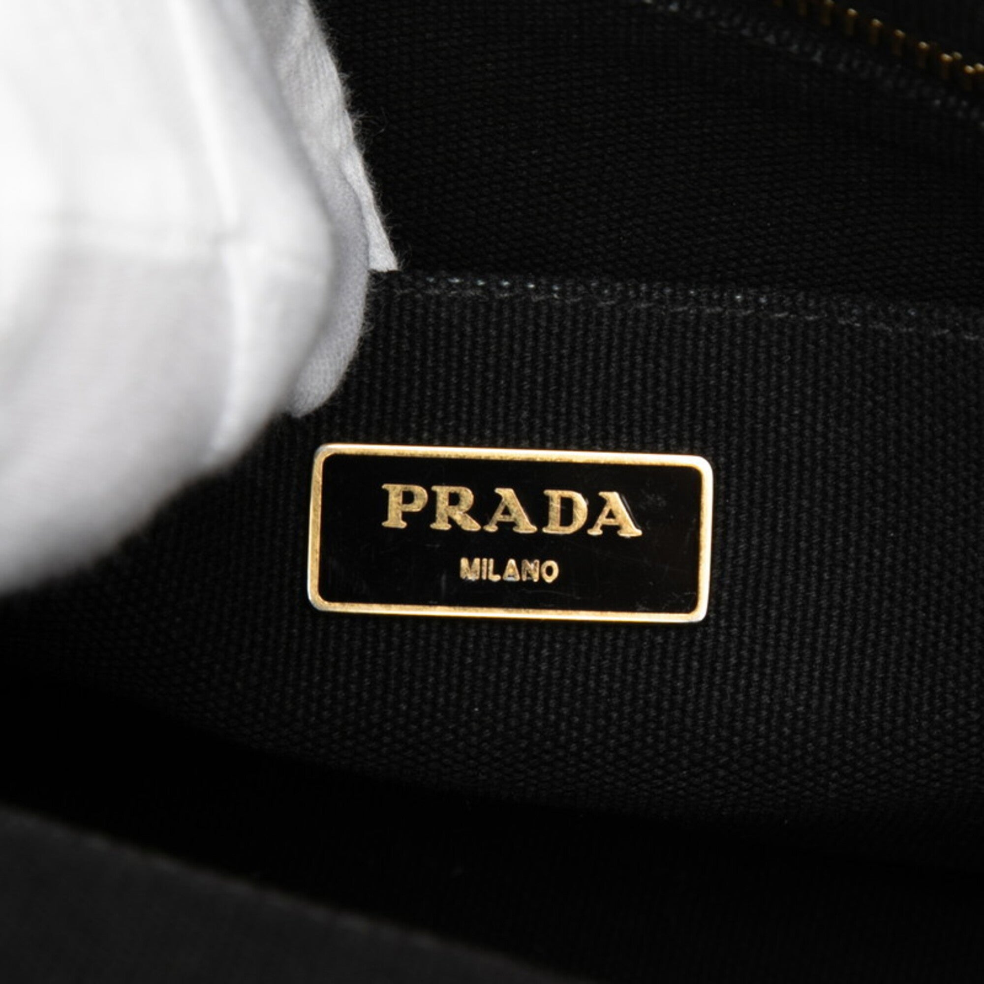 Prada Canapa Black Canvas Handbag Shoulder Bag (Pre-Owned)