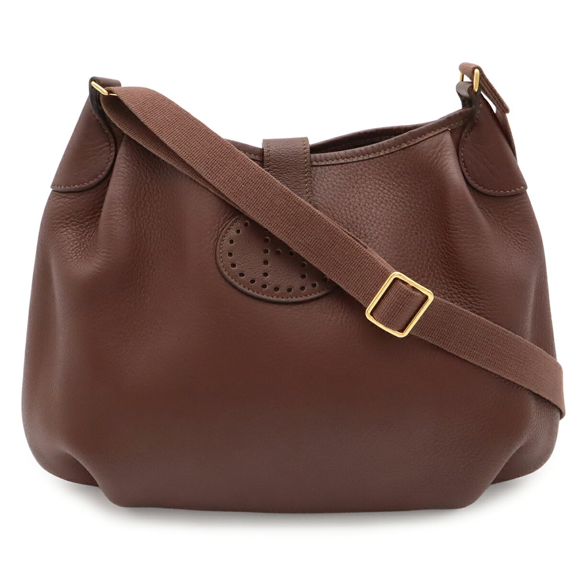 Hermes Bordeaux Brown Red Color Togo Leather Pochette Shoulder Bag (Pre-Owned)