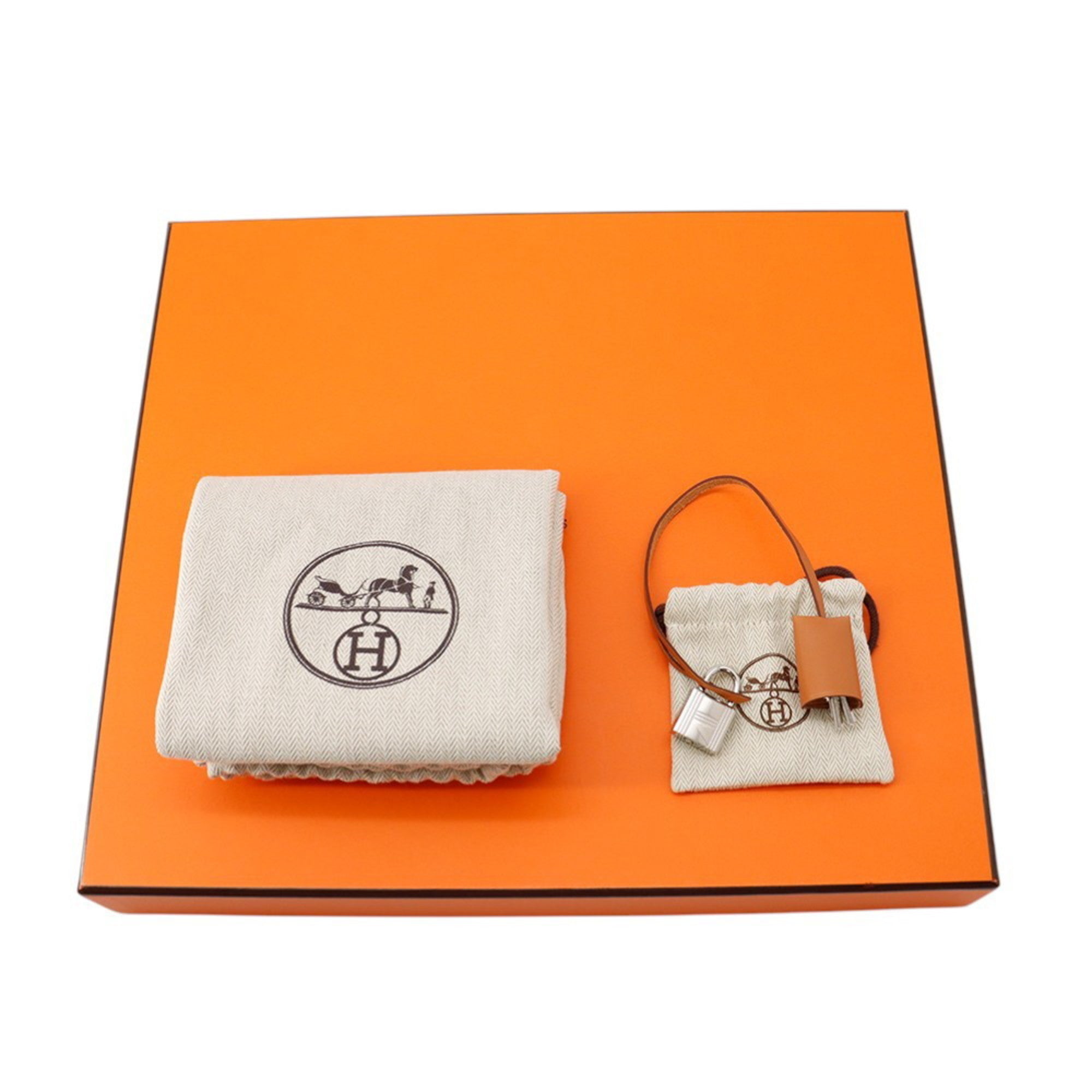 Hermes Natural Toile Officier Vache Leather Shoulder Bag (Pre-Owned)