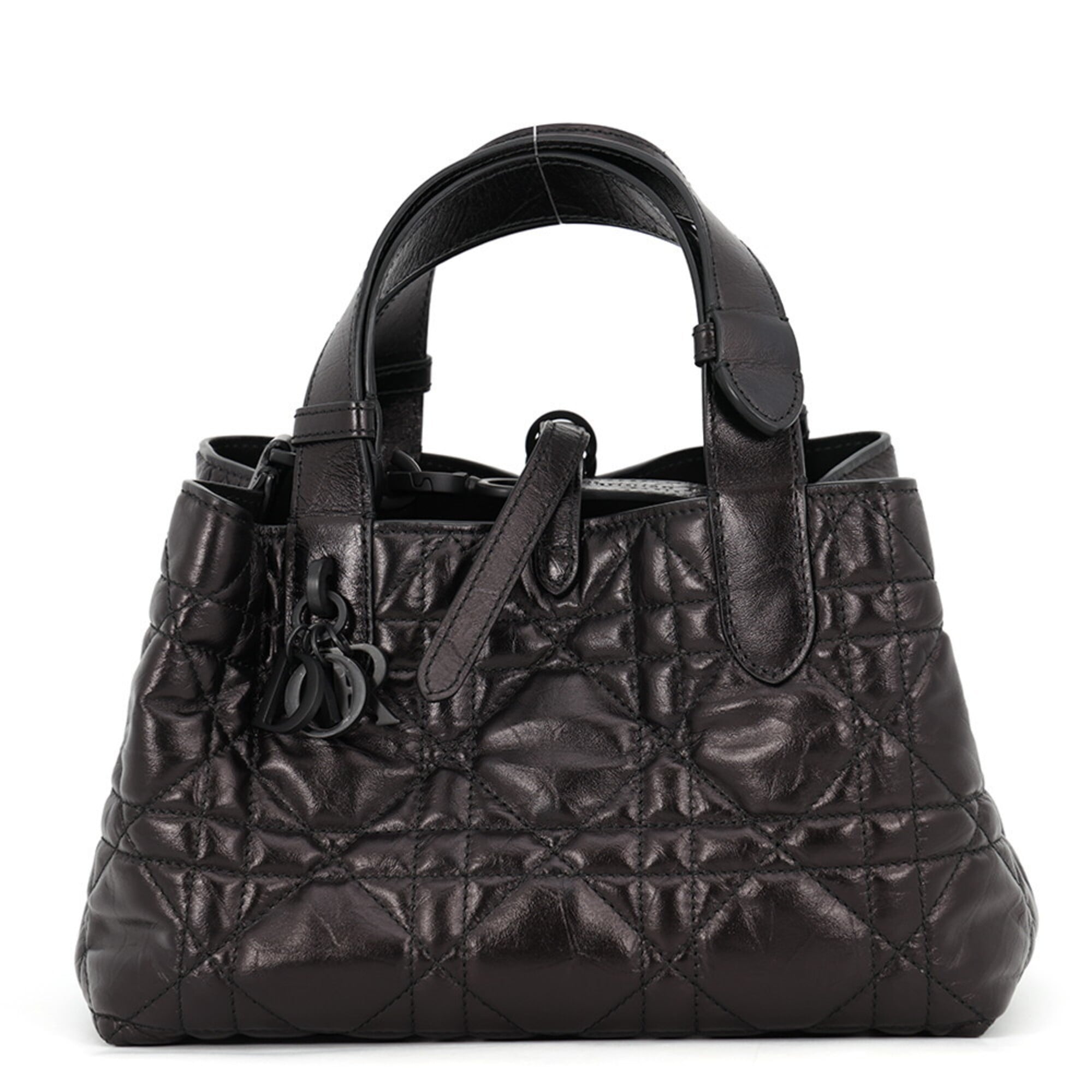 Christian Dior Metallic Black Leather Handbag (Pre-Owned)