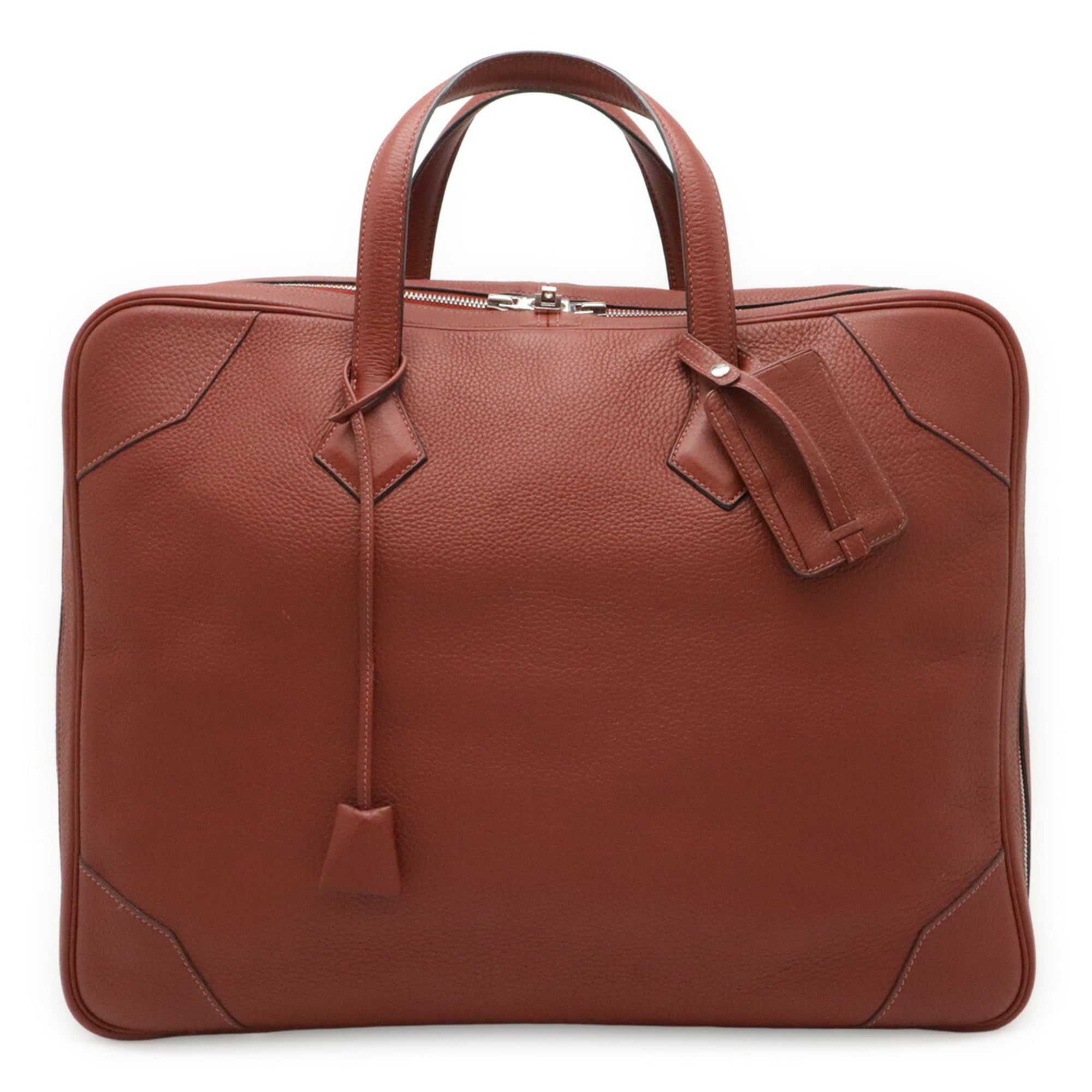 Hermes Rouge H Taurillon Clemence Leather Boston Bag (Pre-Owned)