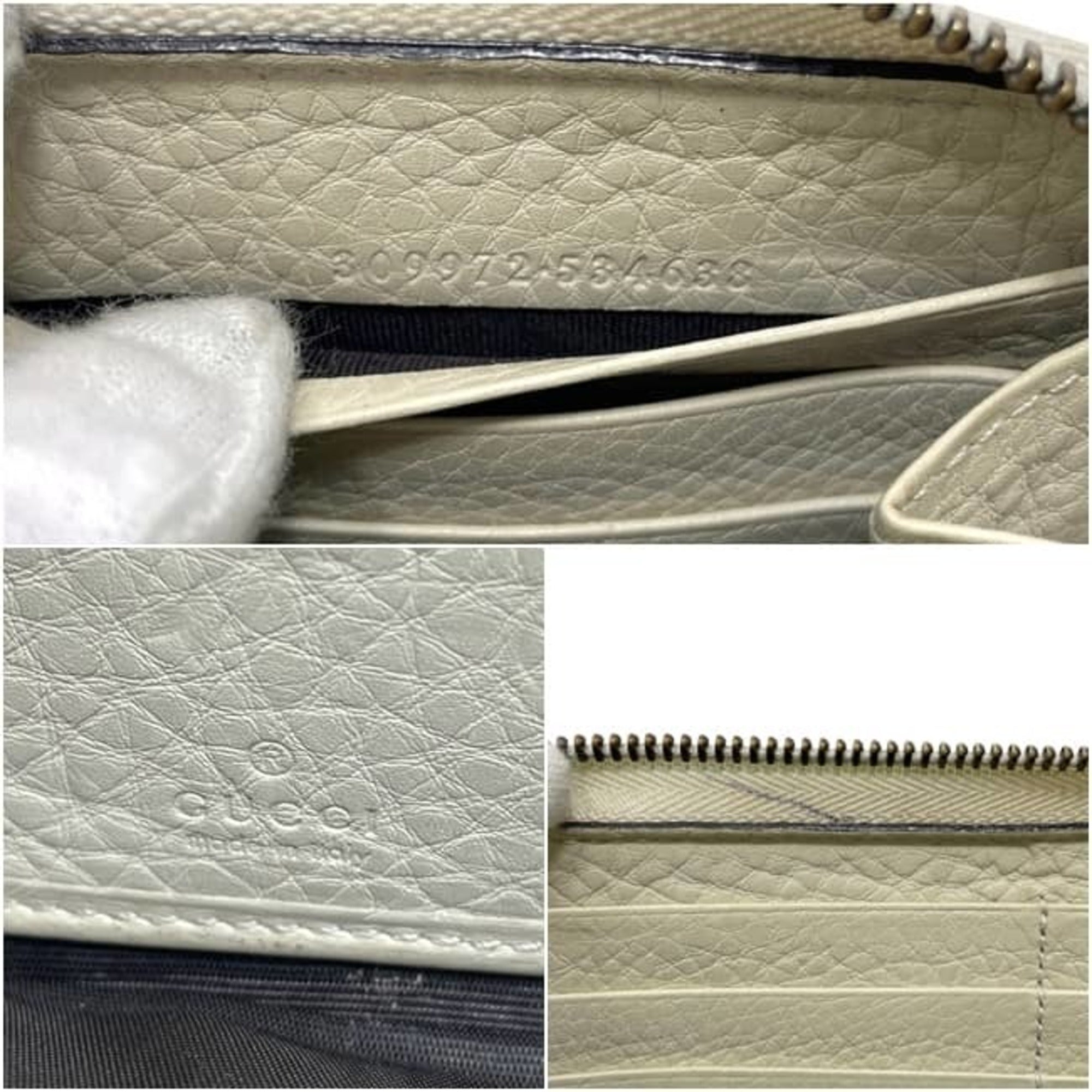 Gucci Beige Leather Long Wallet (Bi-Fold) (Pre-Owned)