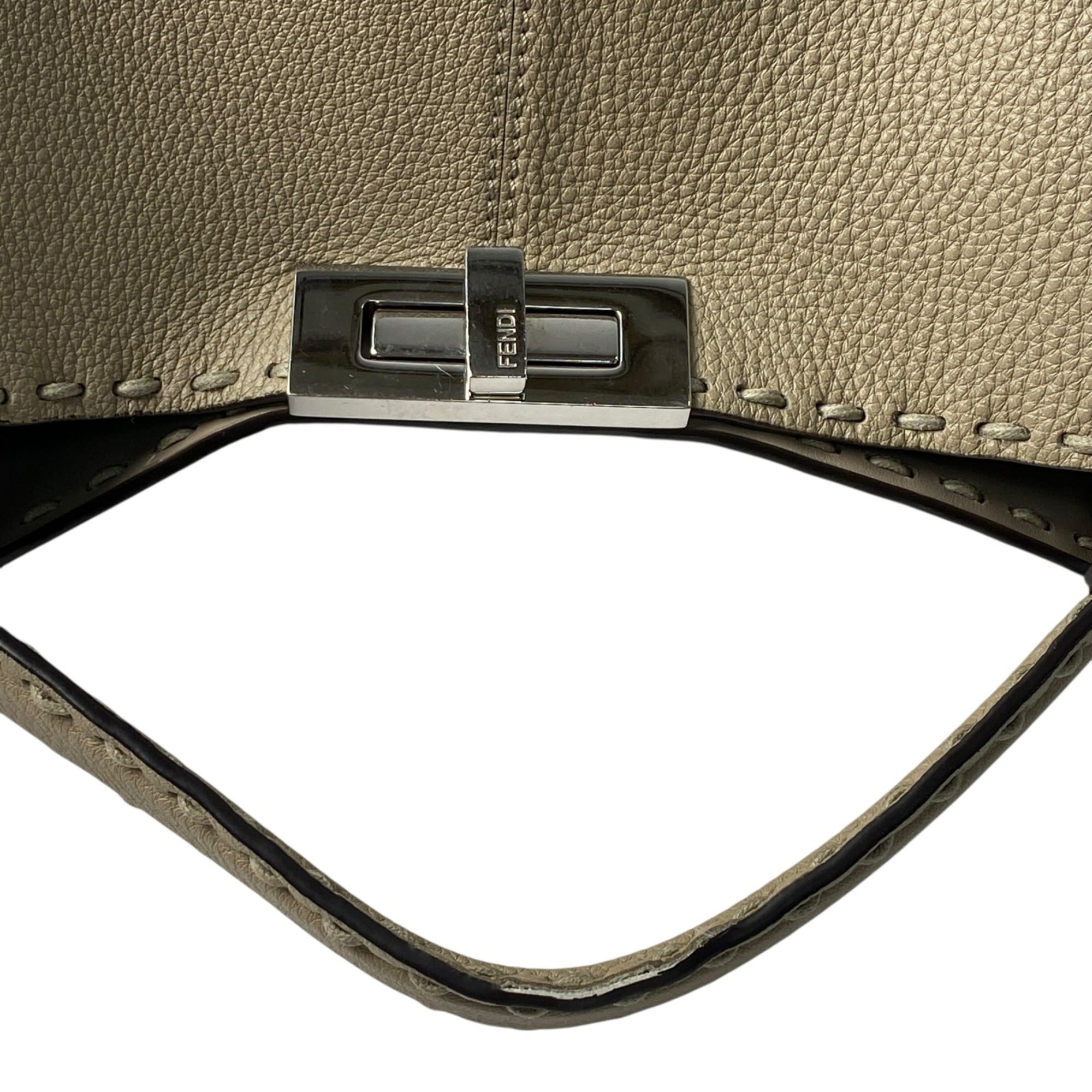 Fendi Beige Leather Shoulder Bag Tote Bag (Pre-Owned)