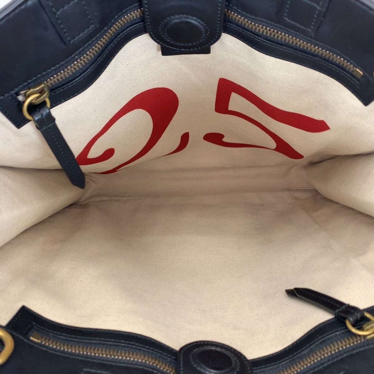 Gucci Beige Multi-Color Canvas Leather Tote Bag (Pre-Owned)