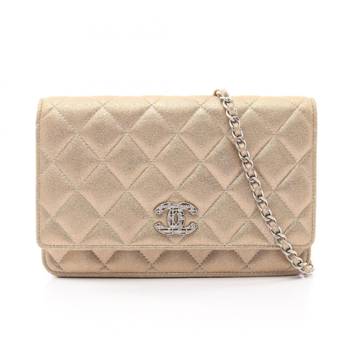Chanel Gold Leather Handbag Shoulder Bag (Pre-Owned)