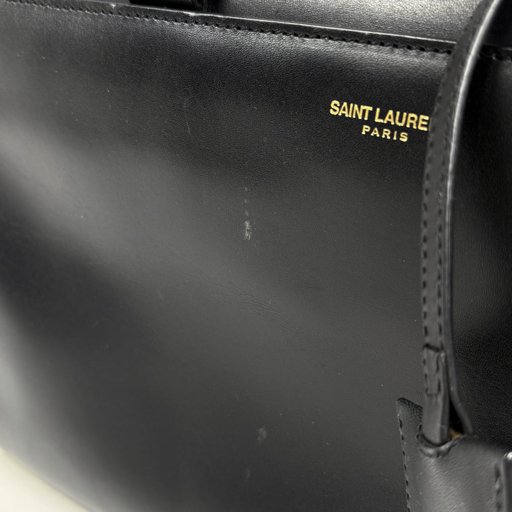Saint Laurent Black Leather Boston Bag Handbag Shoulder Bag (Pre-Owned)