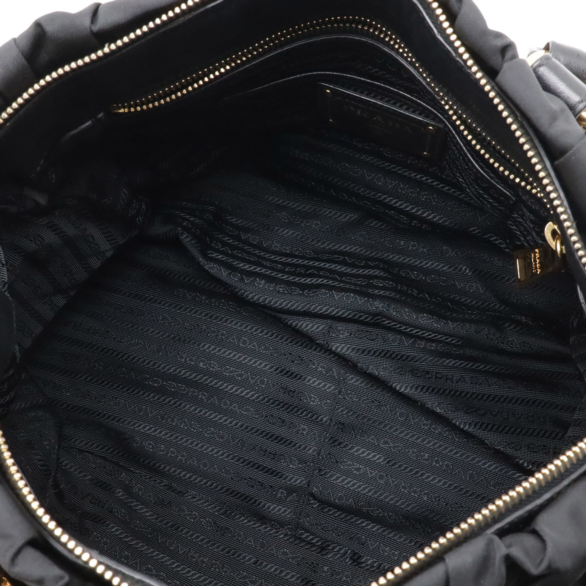 Prada Black Nero Nylon Leather Handbag Shoulder Bag Tote Bag (Pre-Owned)