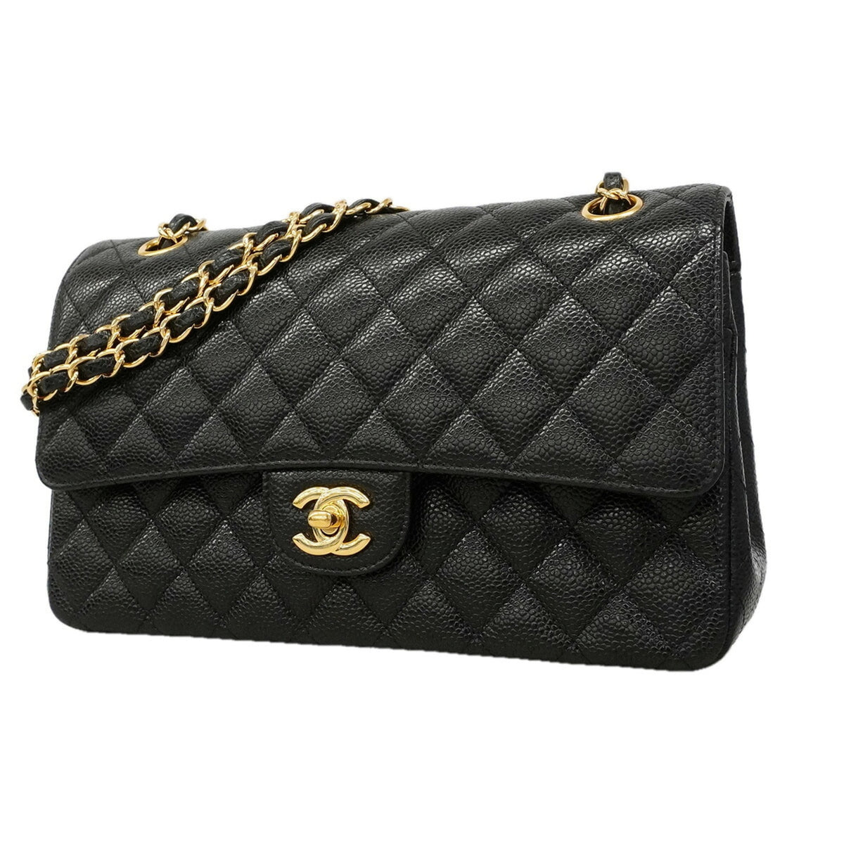 Chanel Black Grained Calfskin Shoulder Bag (Pre-Owned)