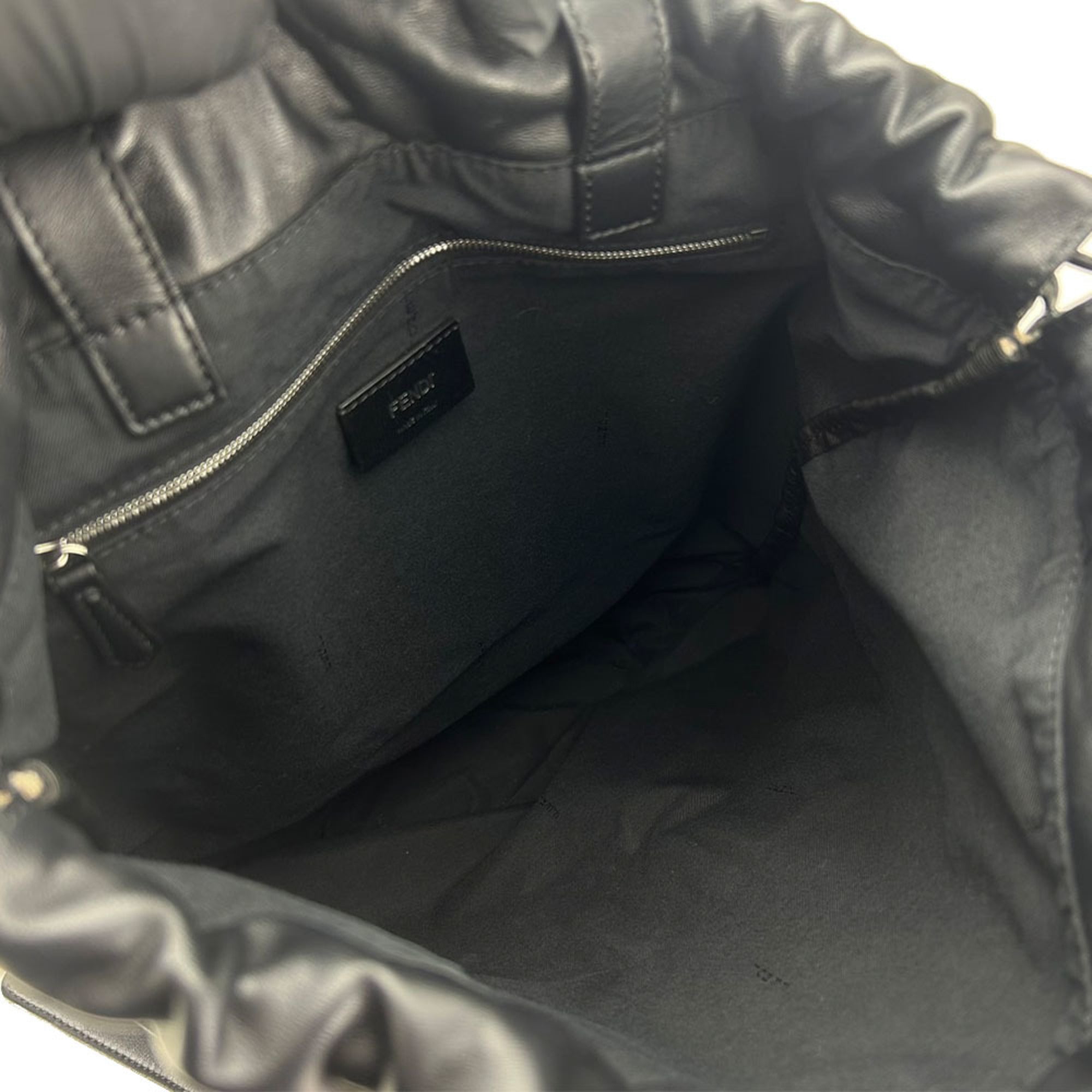 Fendi Beige Black Canvas Leather Backpack (Pre-Owned)
