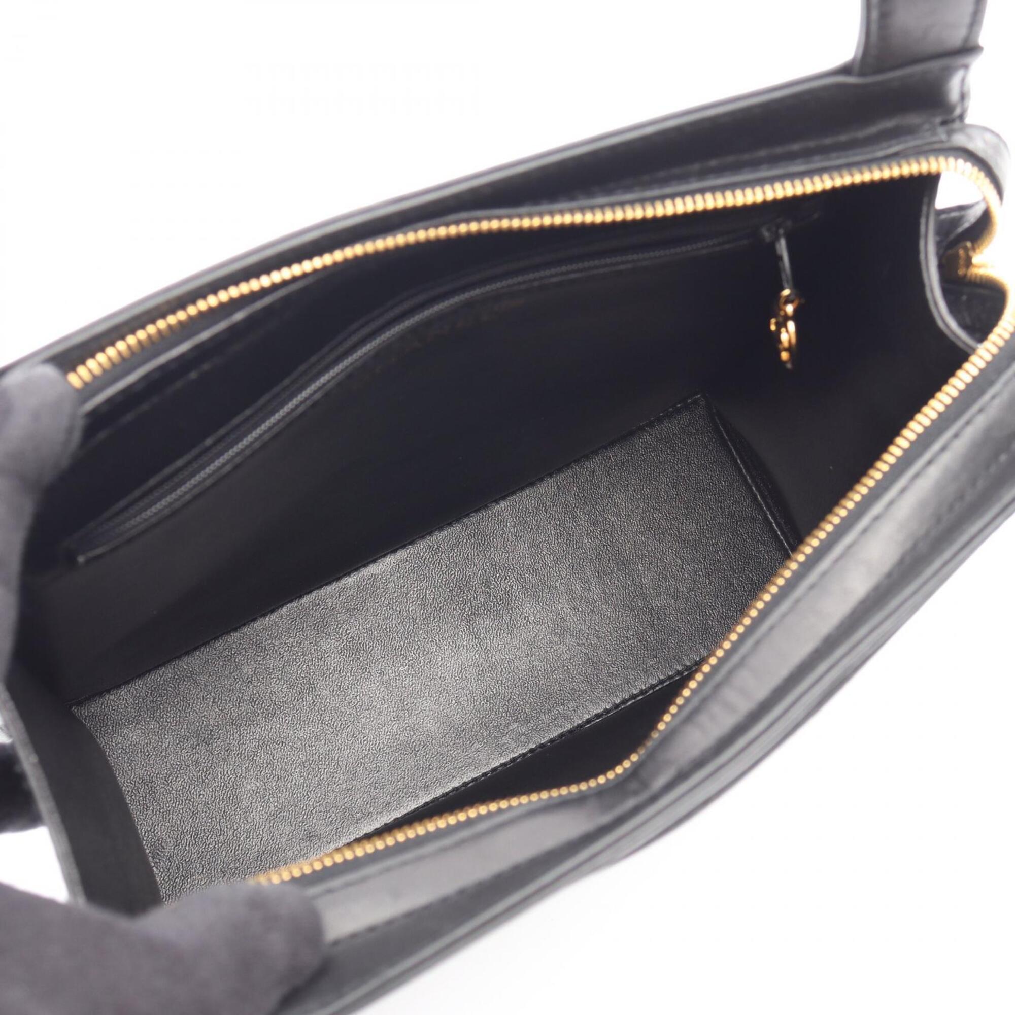 Chanel Black Leather Handbag Shoulder Bag (Pre-Owned)