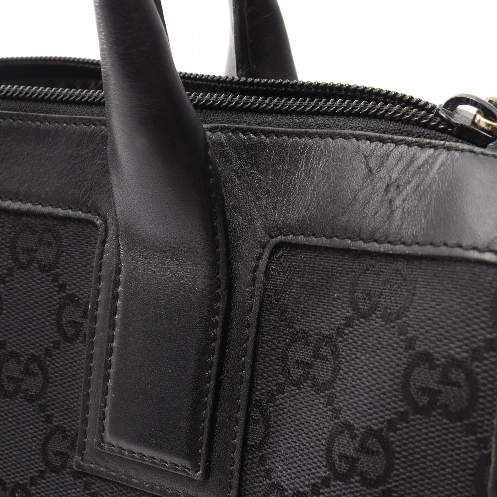 Gucci Black Canvas Leather Handbag Tote Bag (Pre-Owned)