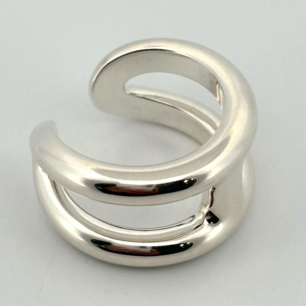 Hermes Silver Silver 925 Band Ring (Pre-Owned)