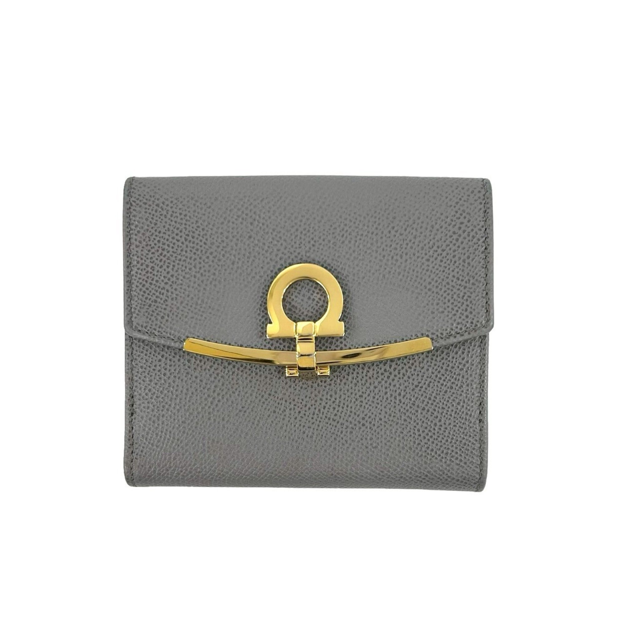 Salvatore Ferragamo Gray Leather Wallet (Bi-Fold) (Pre-Owned)