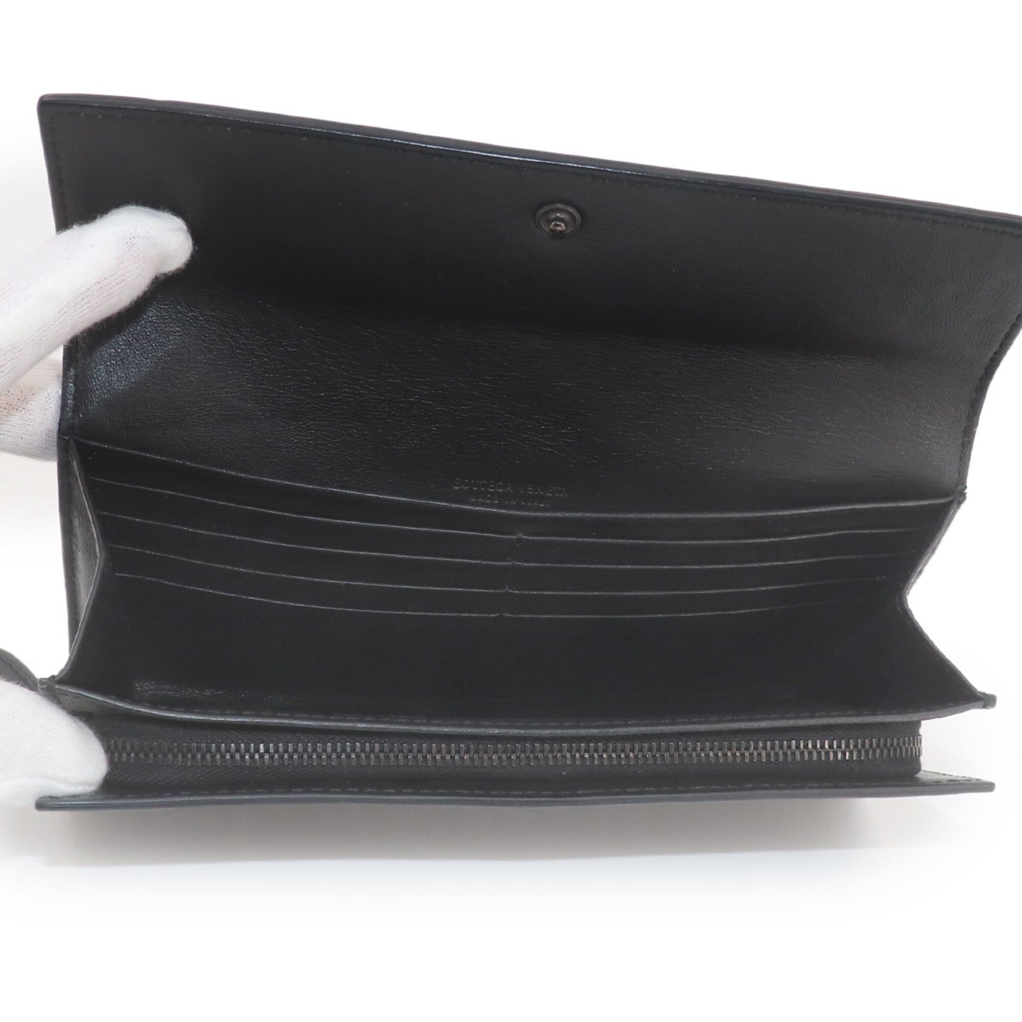 Bottega Veneta Black Intrecciato Long Wallet (Bi-Fold) (Pre-Owned)