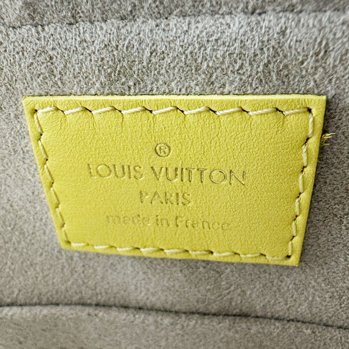Louis Vuitton Grayish Yellow Canvas Leather Handbag Shoulder Bag (Pre-Owned)