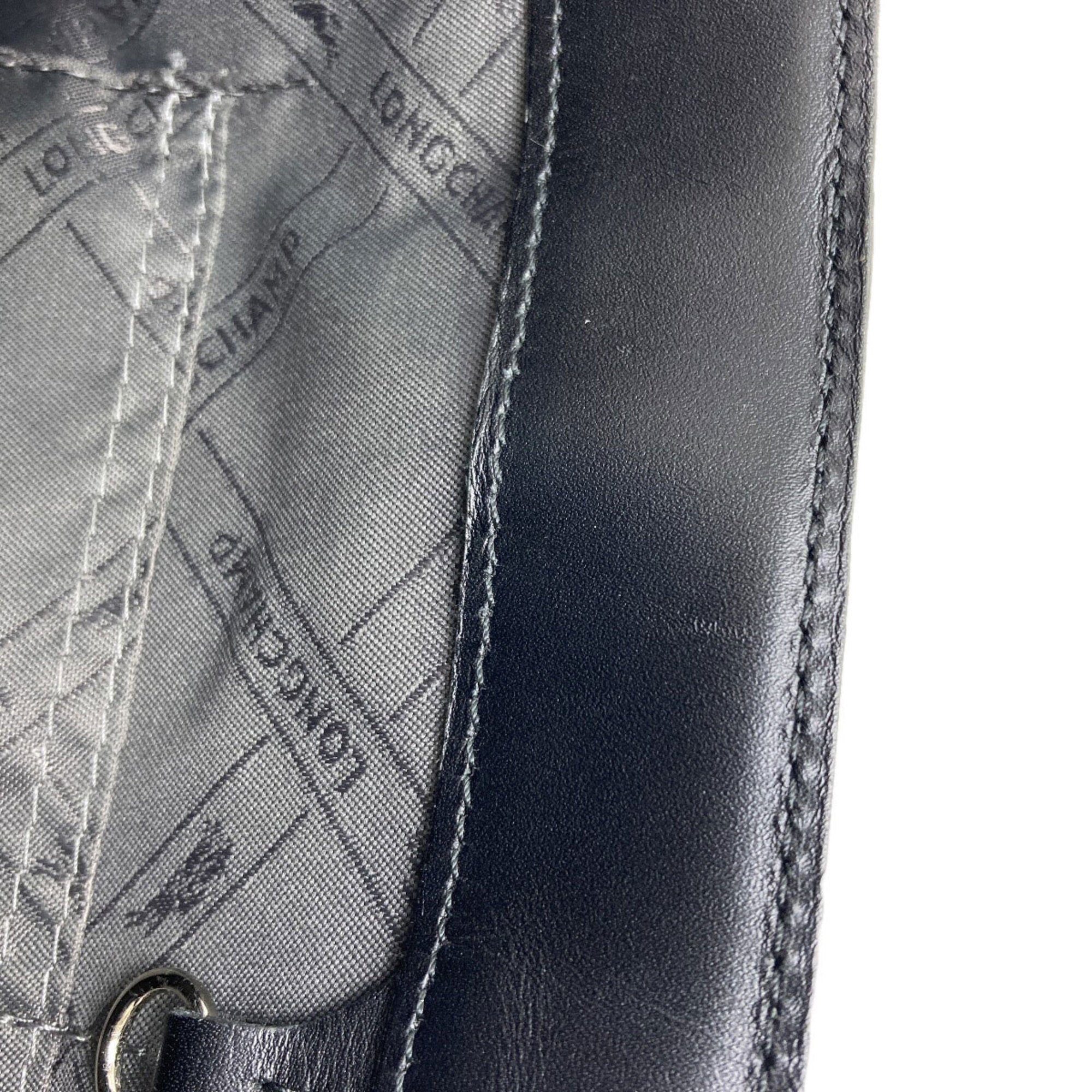 Longchamp Black Blue Leather Handbag (Pre-Owned)