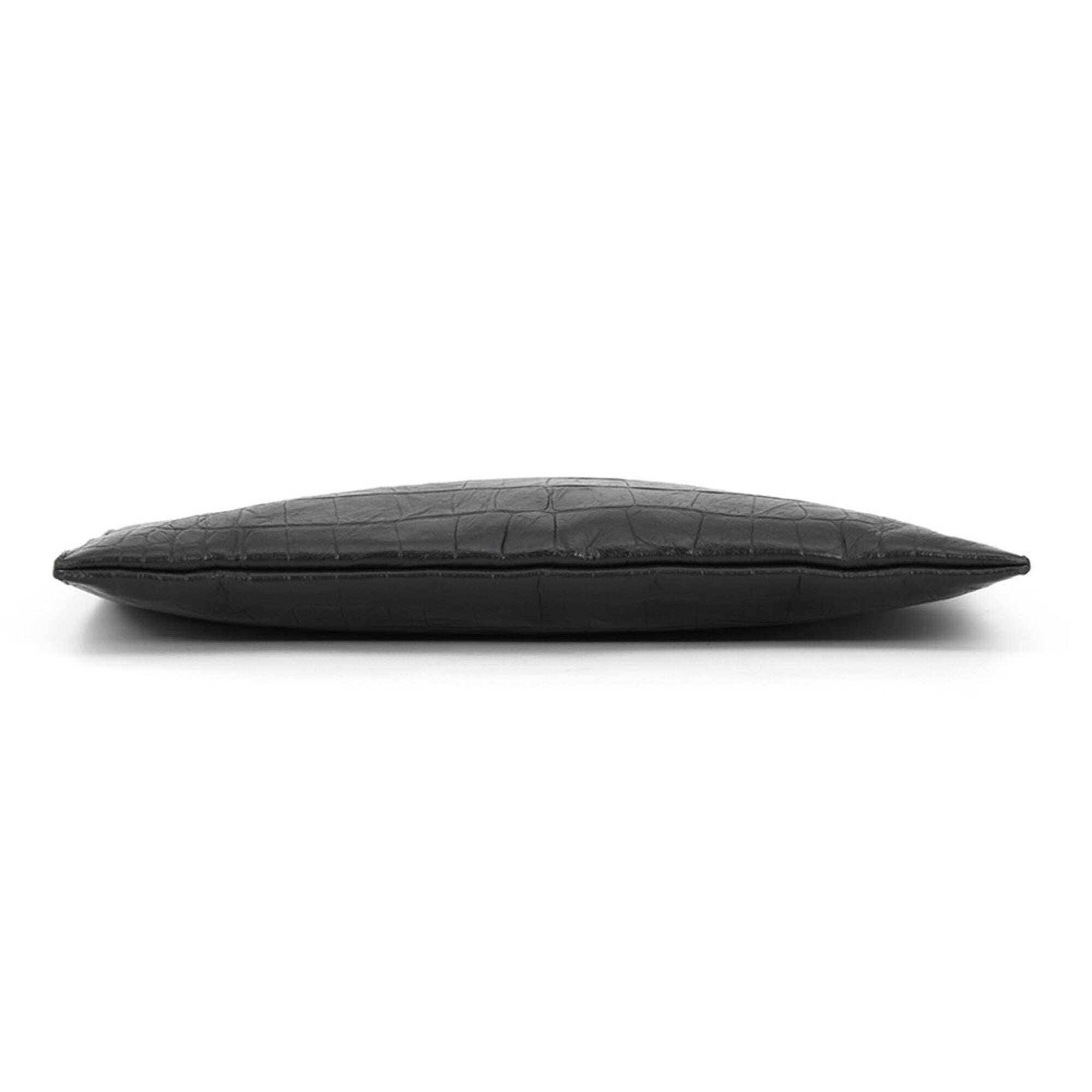Yves Saint Laurent Black Leather Clutch Bag Handbag (Pre-Owned)