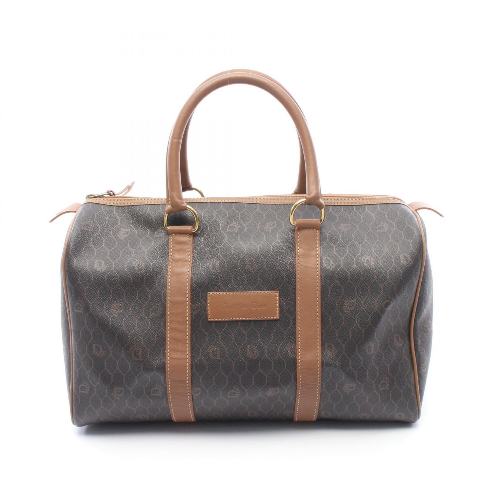 Christian Dior Brown Pvc Leather Boston Bag Handbag (Pre-Owned)