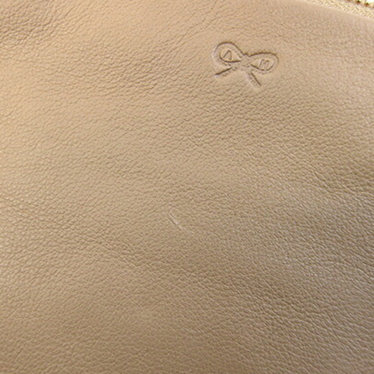 Anya Hindmarch Beige Light Blue Leather Pochette Shoulder Bag (Pre-Owned)