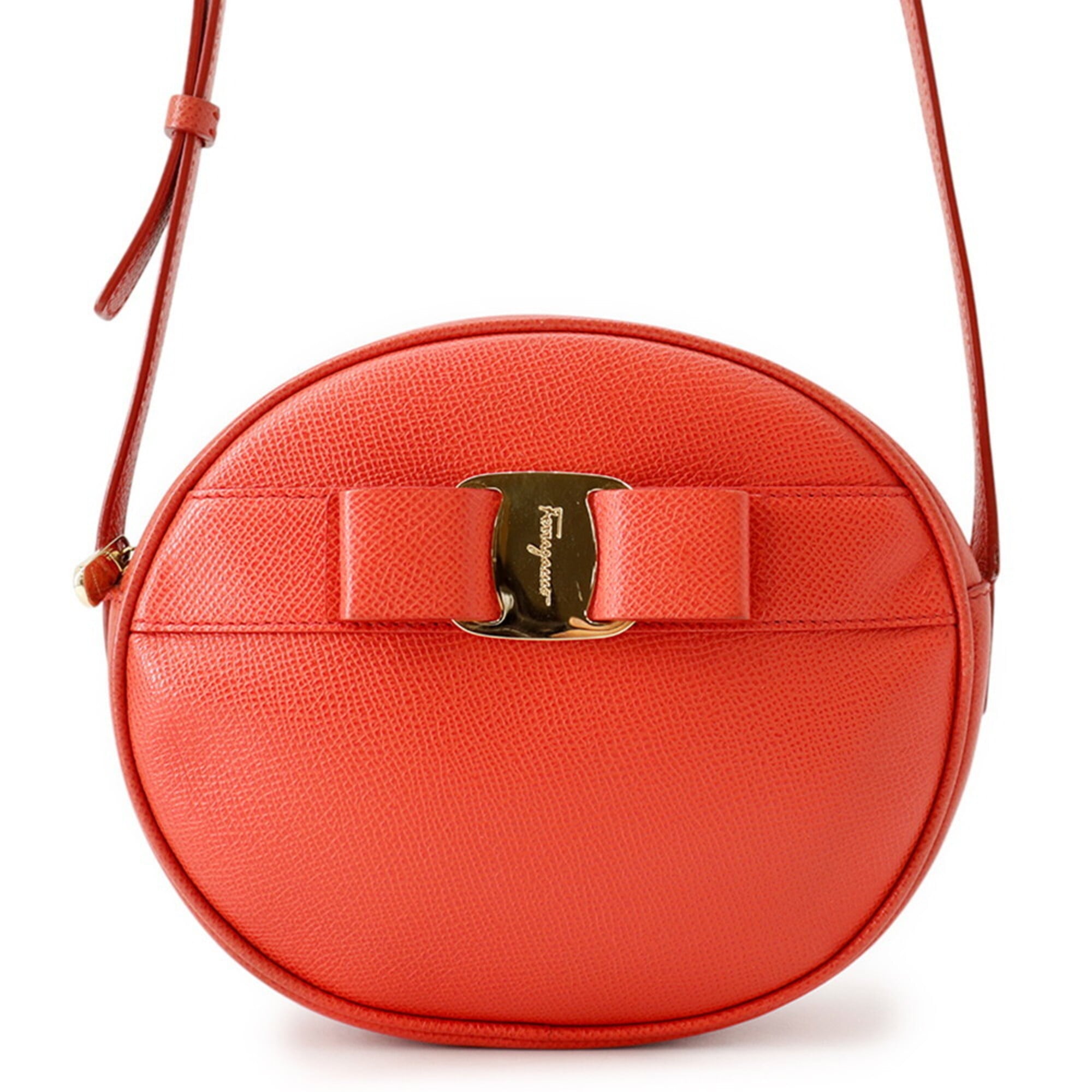Salvatore Ferragamo Red Color Leather Shoulder Bag Sling Bag (Pre-Owned)