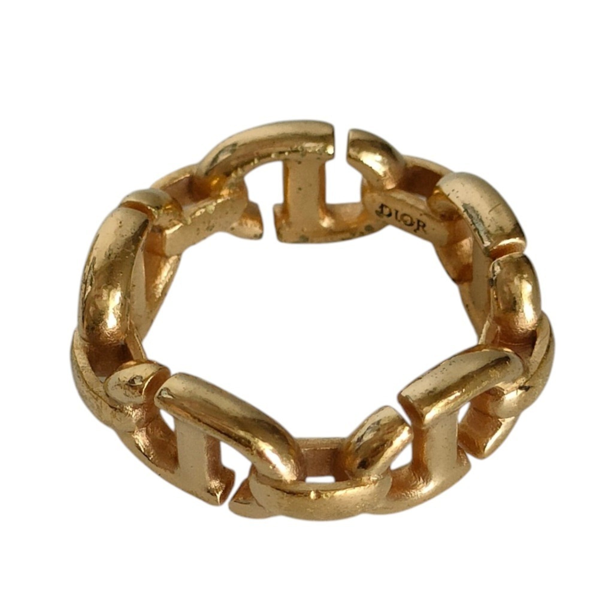 Christian Dior Gold Gold Plating Metal Band Ring (Pre-Owned)