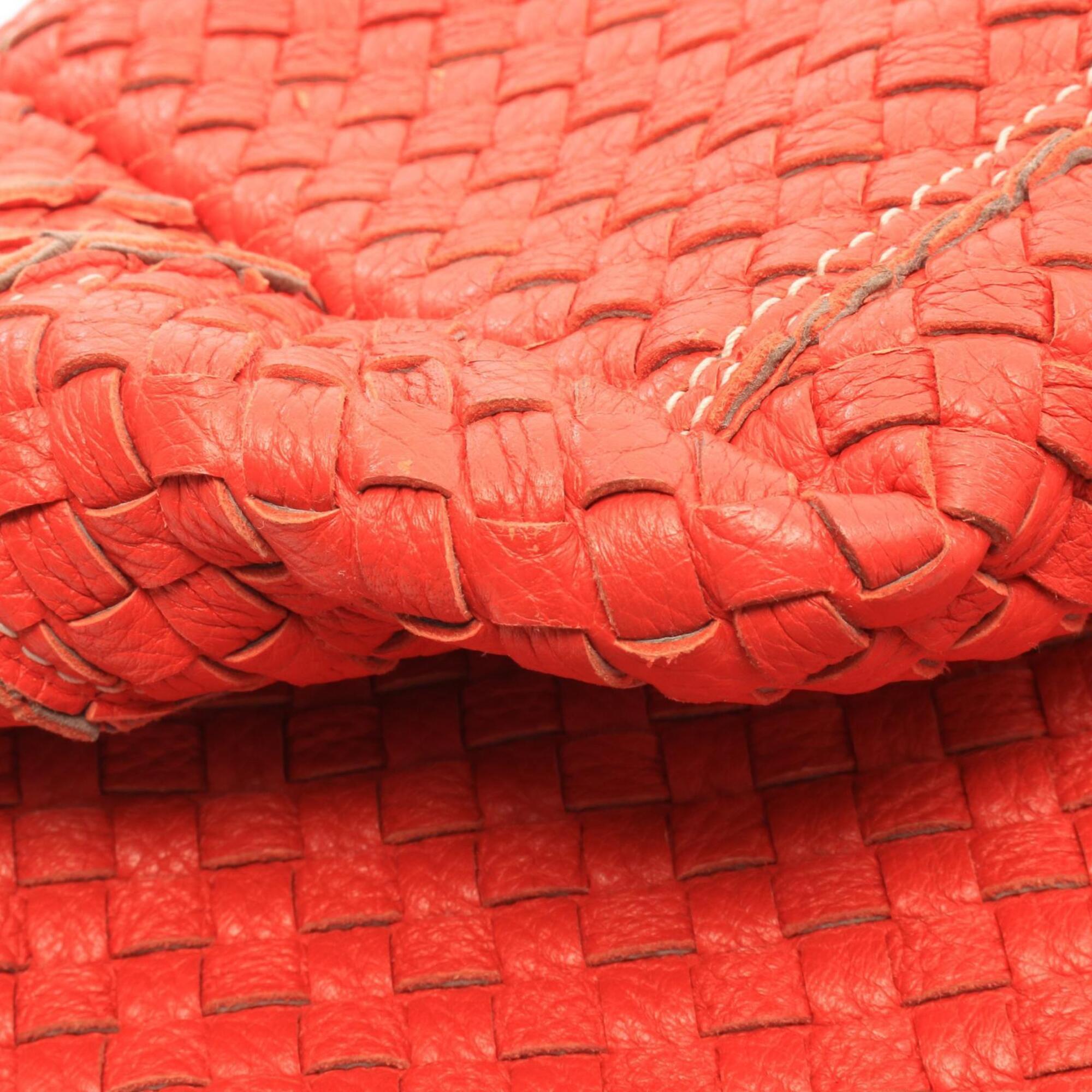 Bottega Veneta Orange Intrecciato Handbag Tote Bag (Pre-Owned)