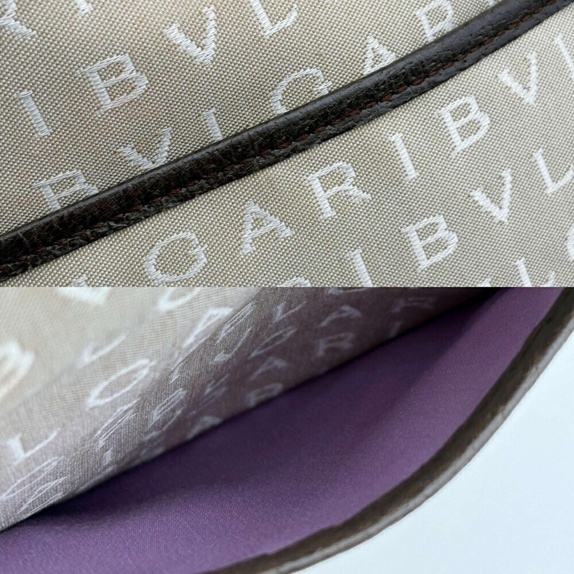 Bvlgari Beige Brown Canvas Leather Tote Bag (Pre-Owned)
