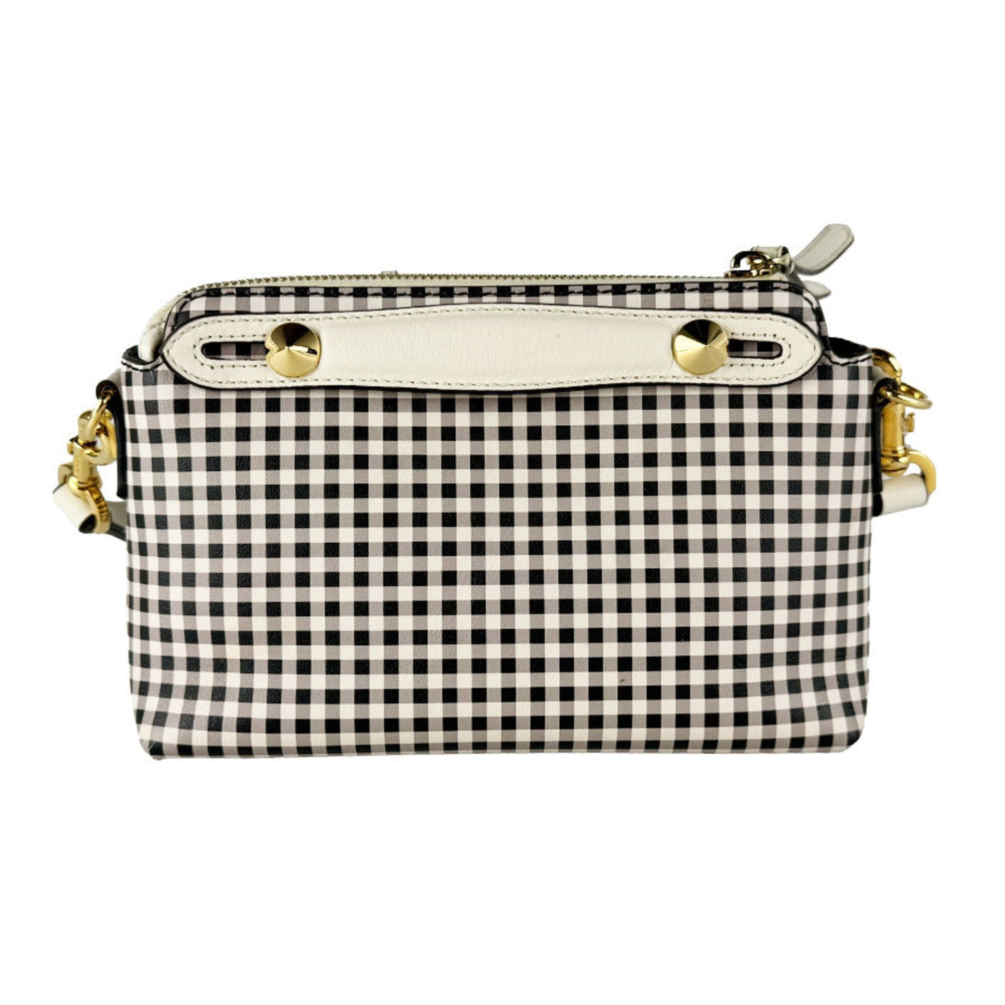 Fendi Black Gray Off-White Leather Handbag Shoulder Bag (Pre-Owned)