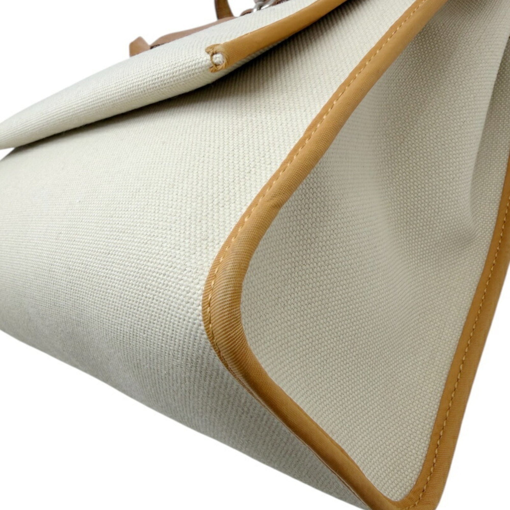 Hermes Natural Toile Officier Leather Shoulder Bag (Pre-Owned)