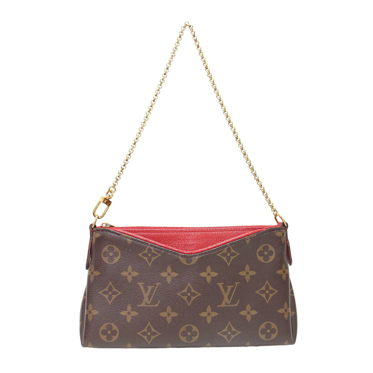 Louis Vuitton Red Color Monogram Leather Handbag Shoulder Bag (Pre-Owned)