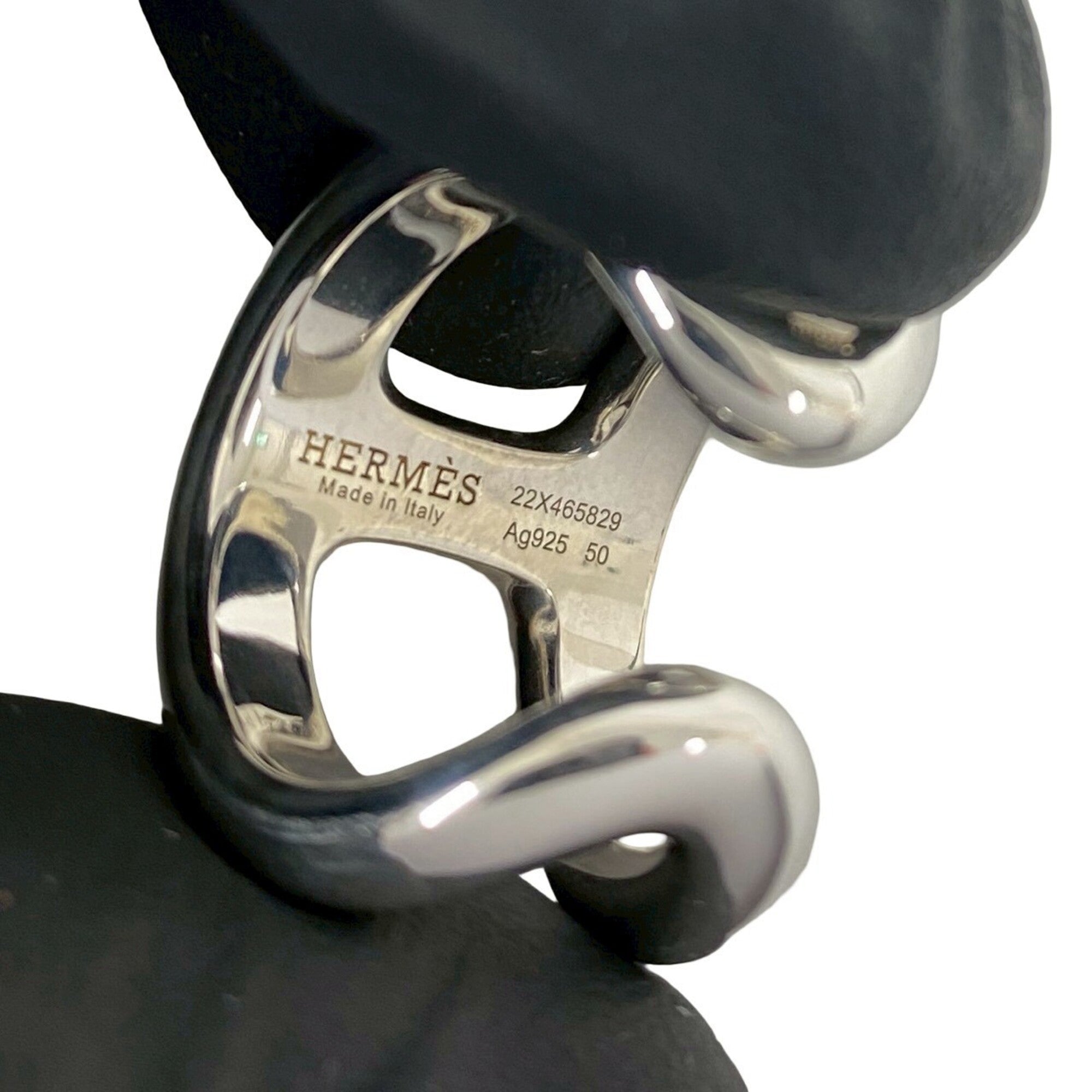 Hermes Silver Silver 925 Band Ring (Pre-Owned)