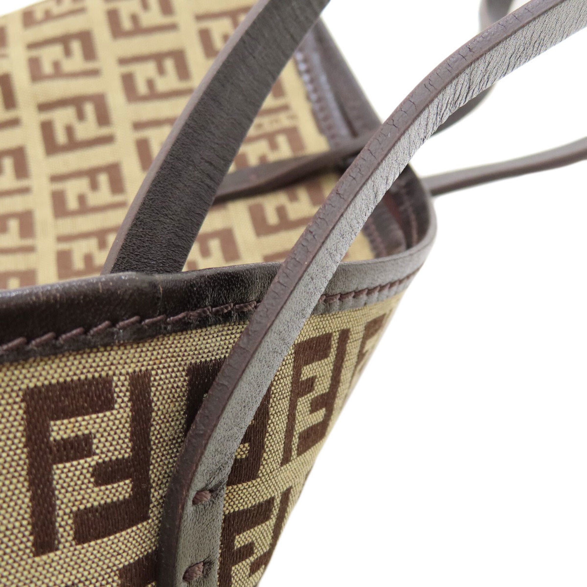 Fendi Zucchino Brown Canvas Handbag (Pre-Owned)