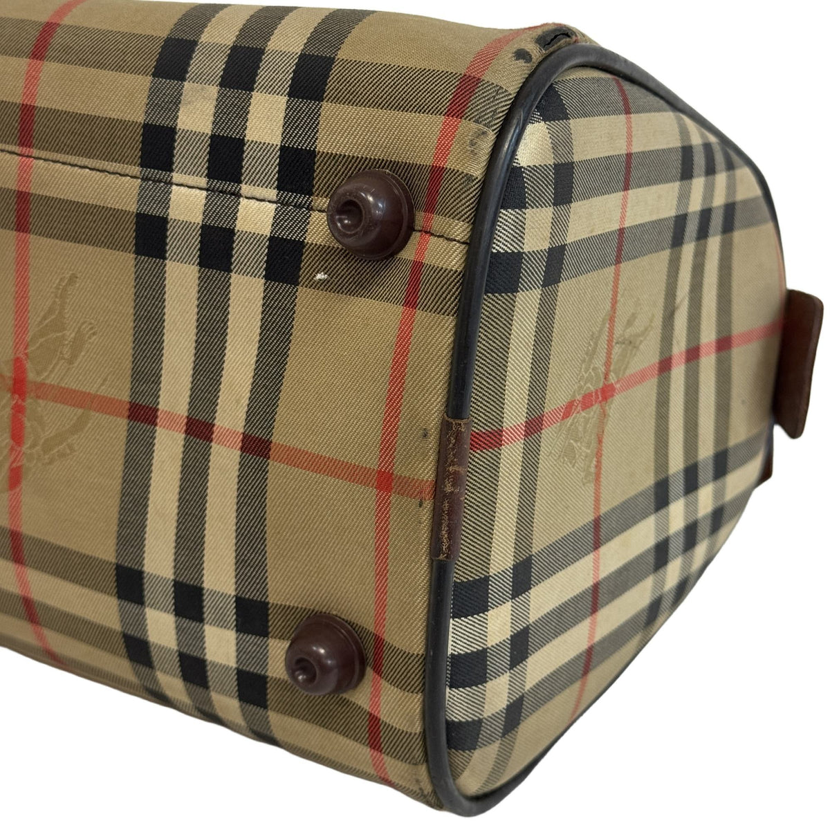 Burberry Brown Canvas Boston Bag Handbag (Pre-Owned)