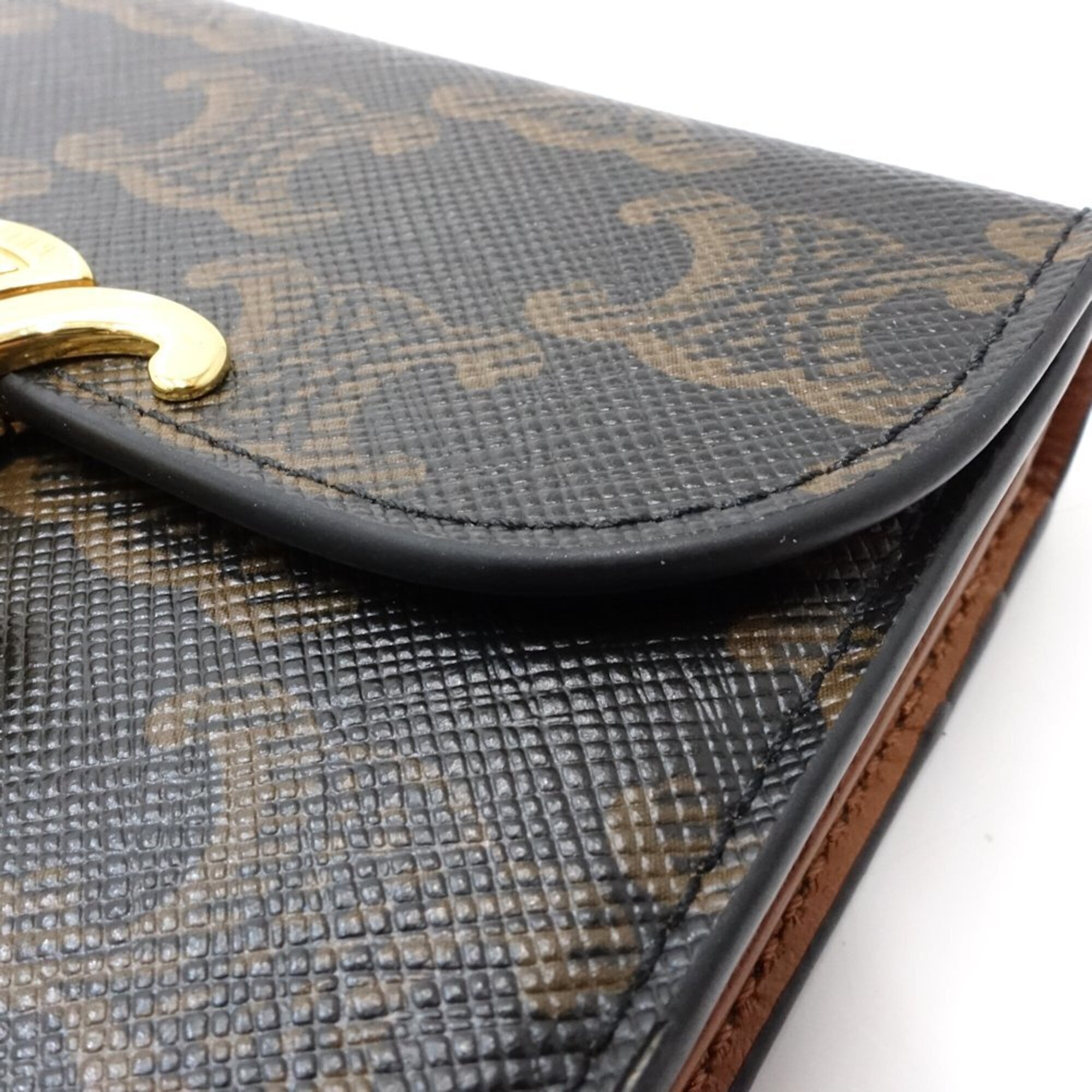 Celine Brown Canvas Leather Wallet (Tri-Fold) (Pre-Owned)