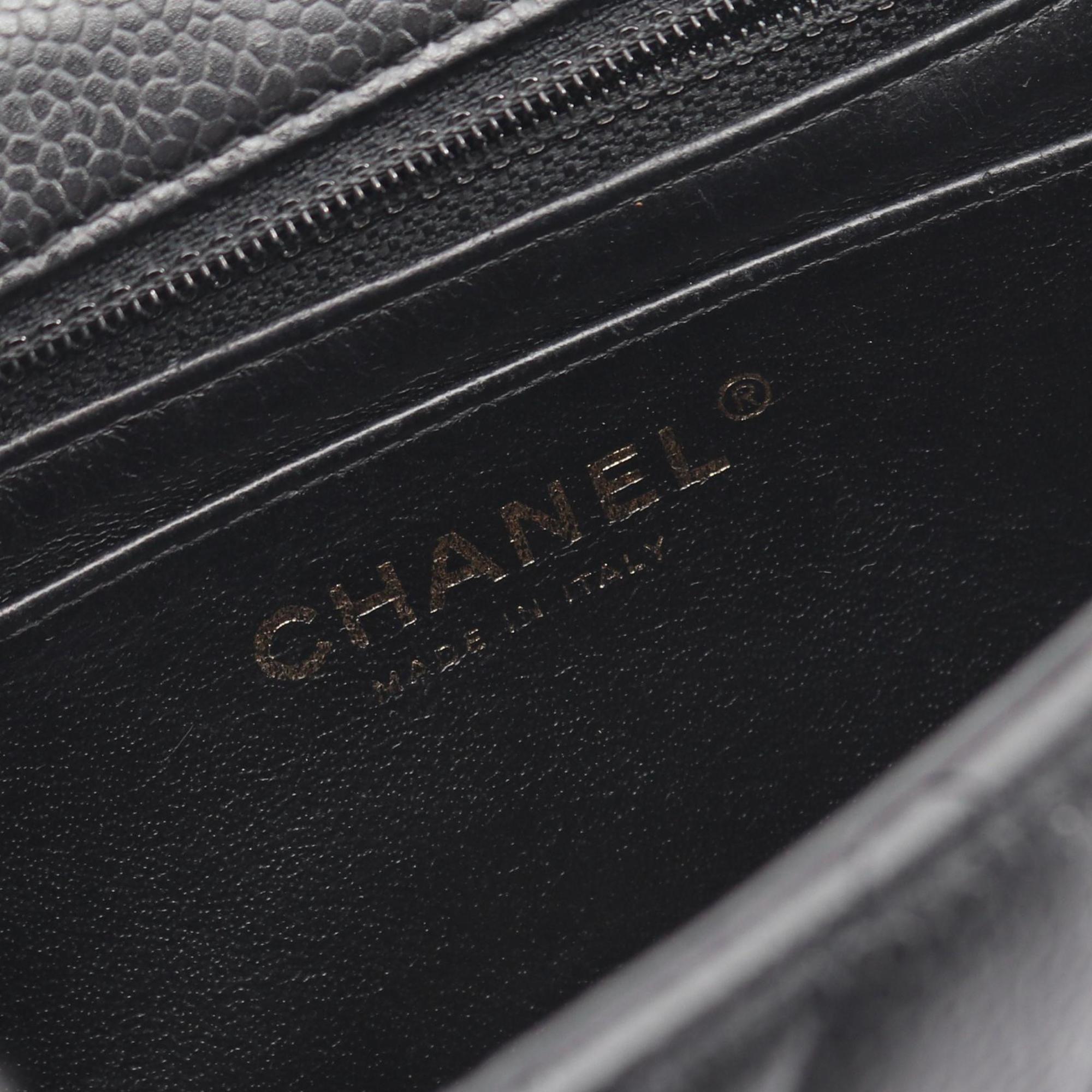 Chanel Black Leather Handbag Shoulder Bag (Pre-Owned)